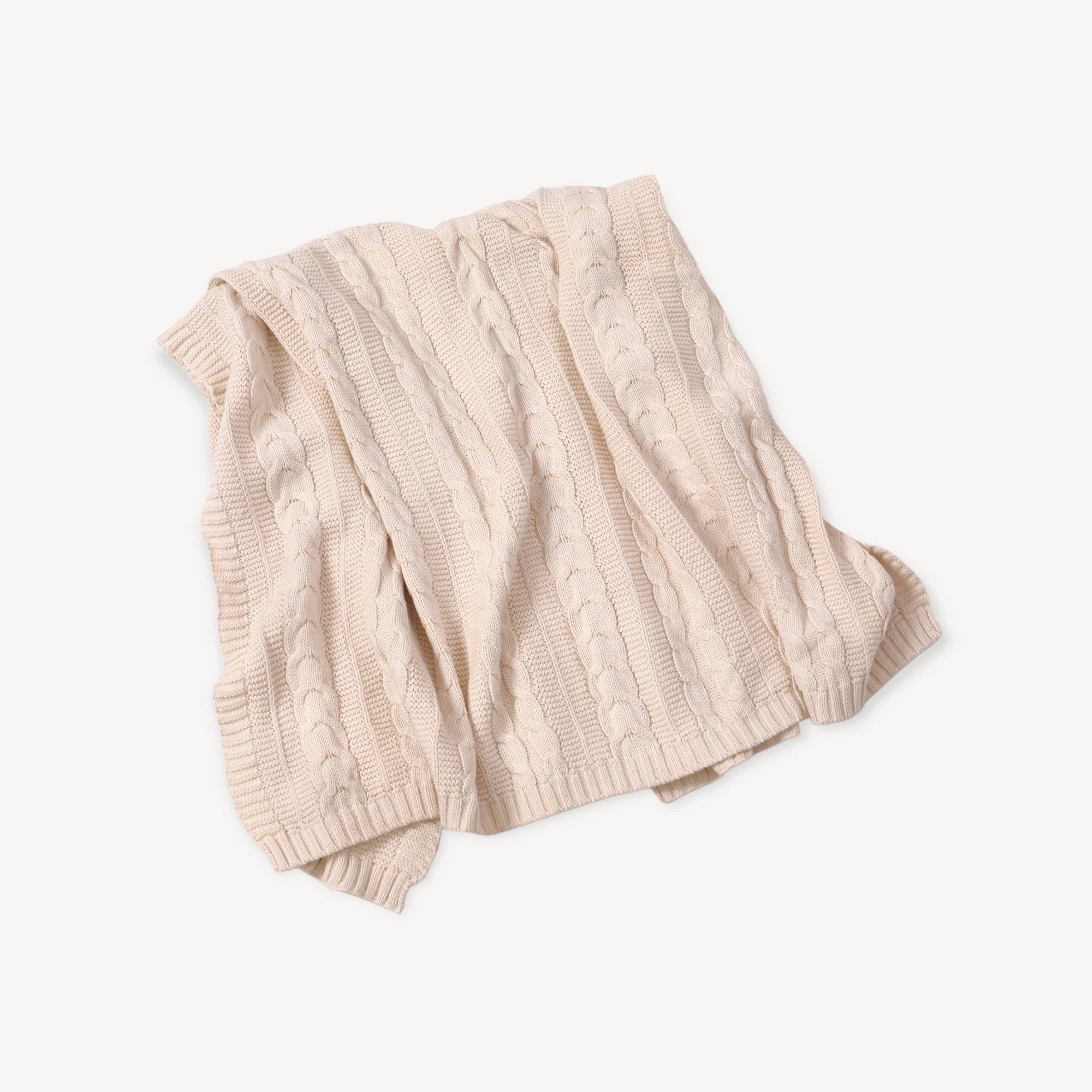 Classic Cable Sweater Knit Baby Blanket (Organic Cotton) 