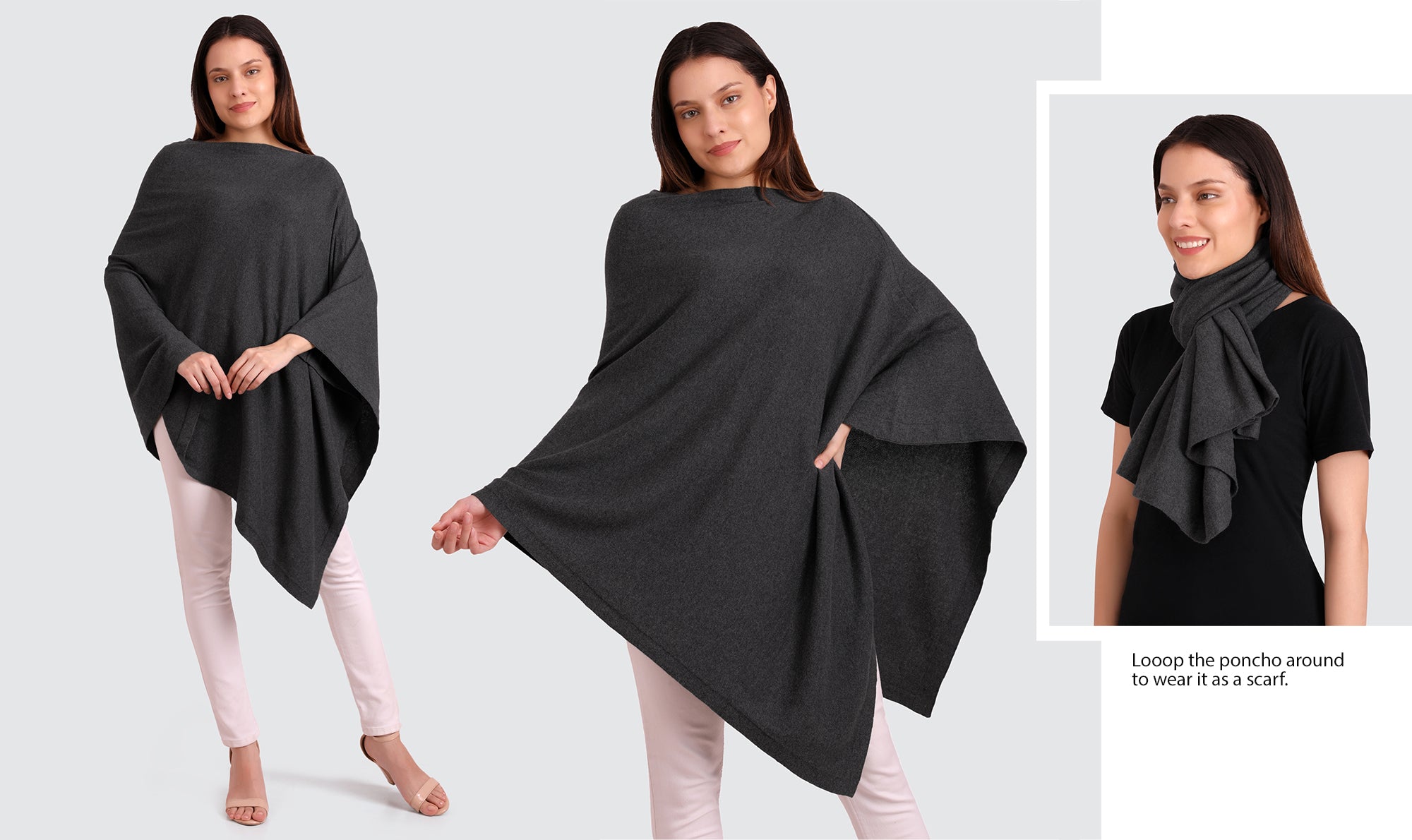 Viverano Women's Classic Organic Cotton Knit Poncho Wrap