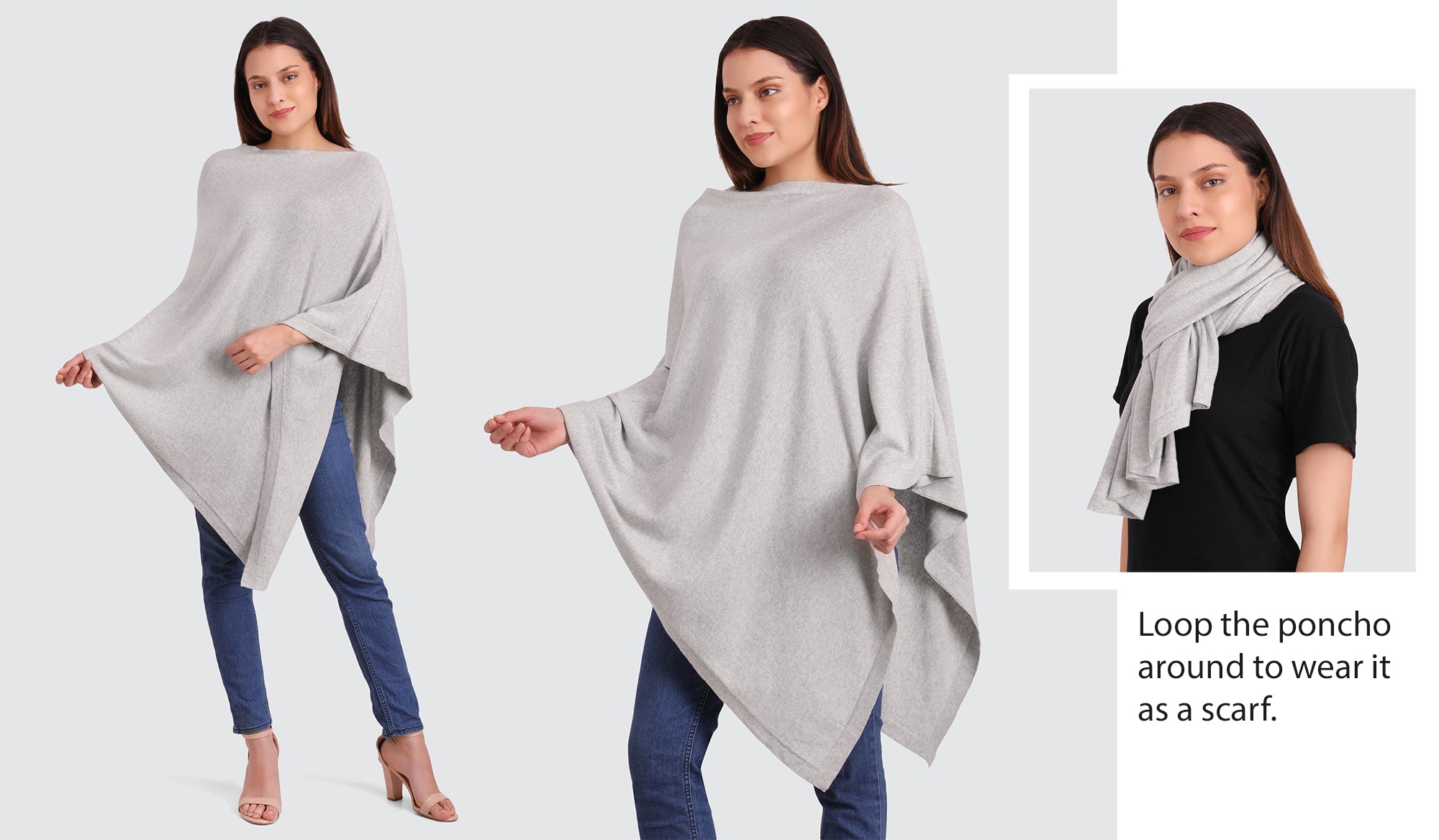 Viverano Women's Classic Organic Cotton Knit Poncho Wrap