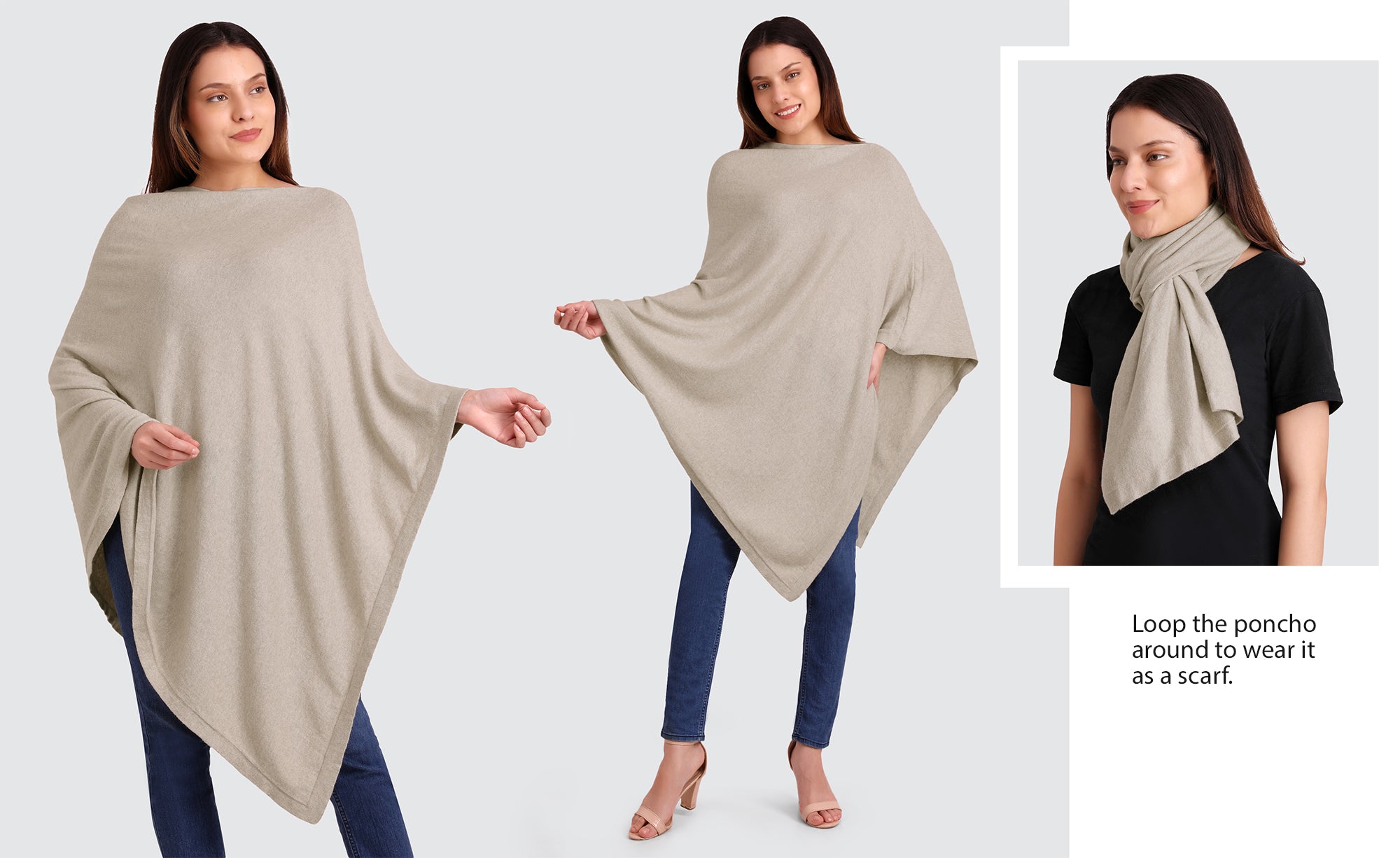 Viverano Women's Classic Organic Cotton Knit Poncho Wrap