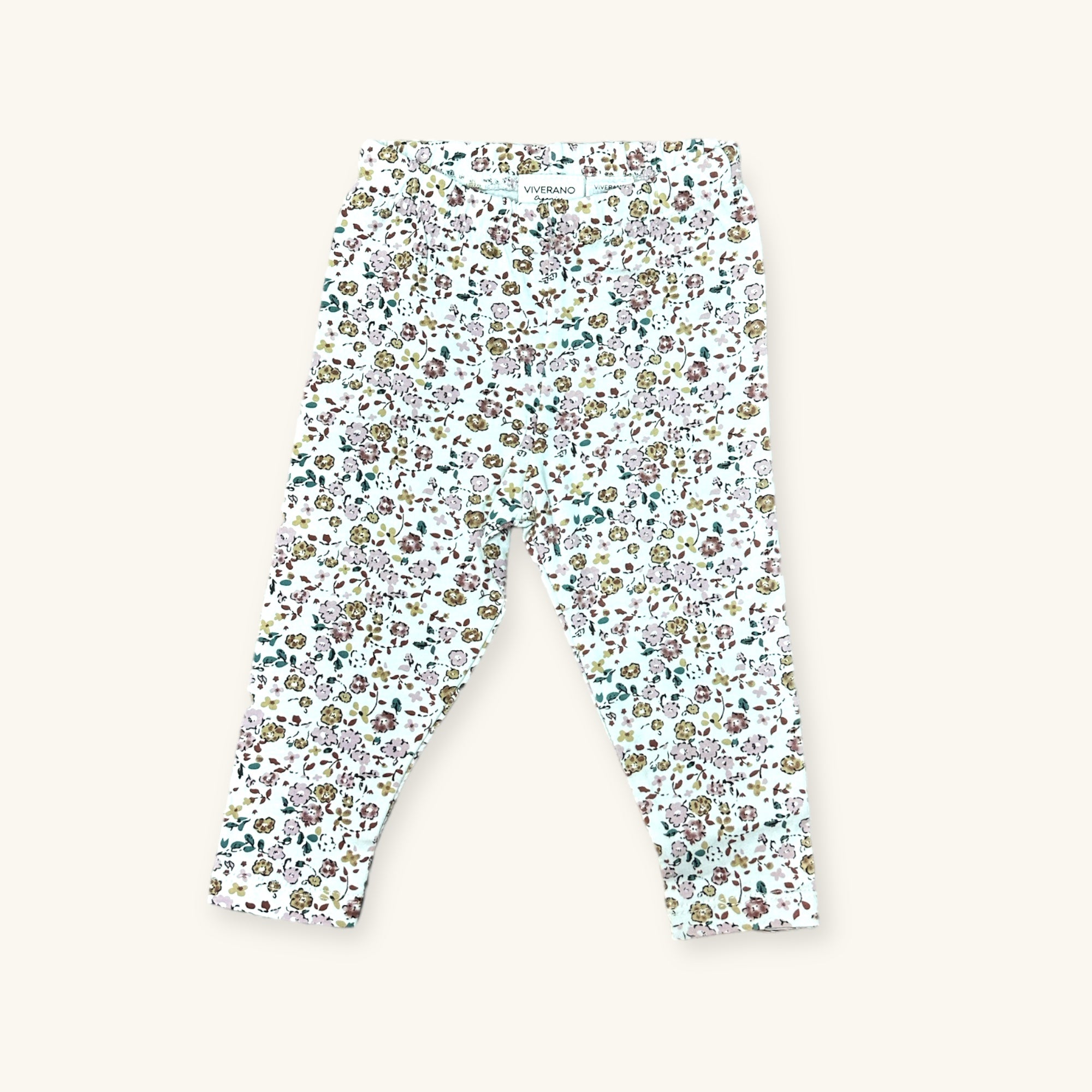 Pantalones tipo leggings elásticos de punto con estampado floral para bebé (algodón orgánico)