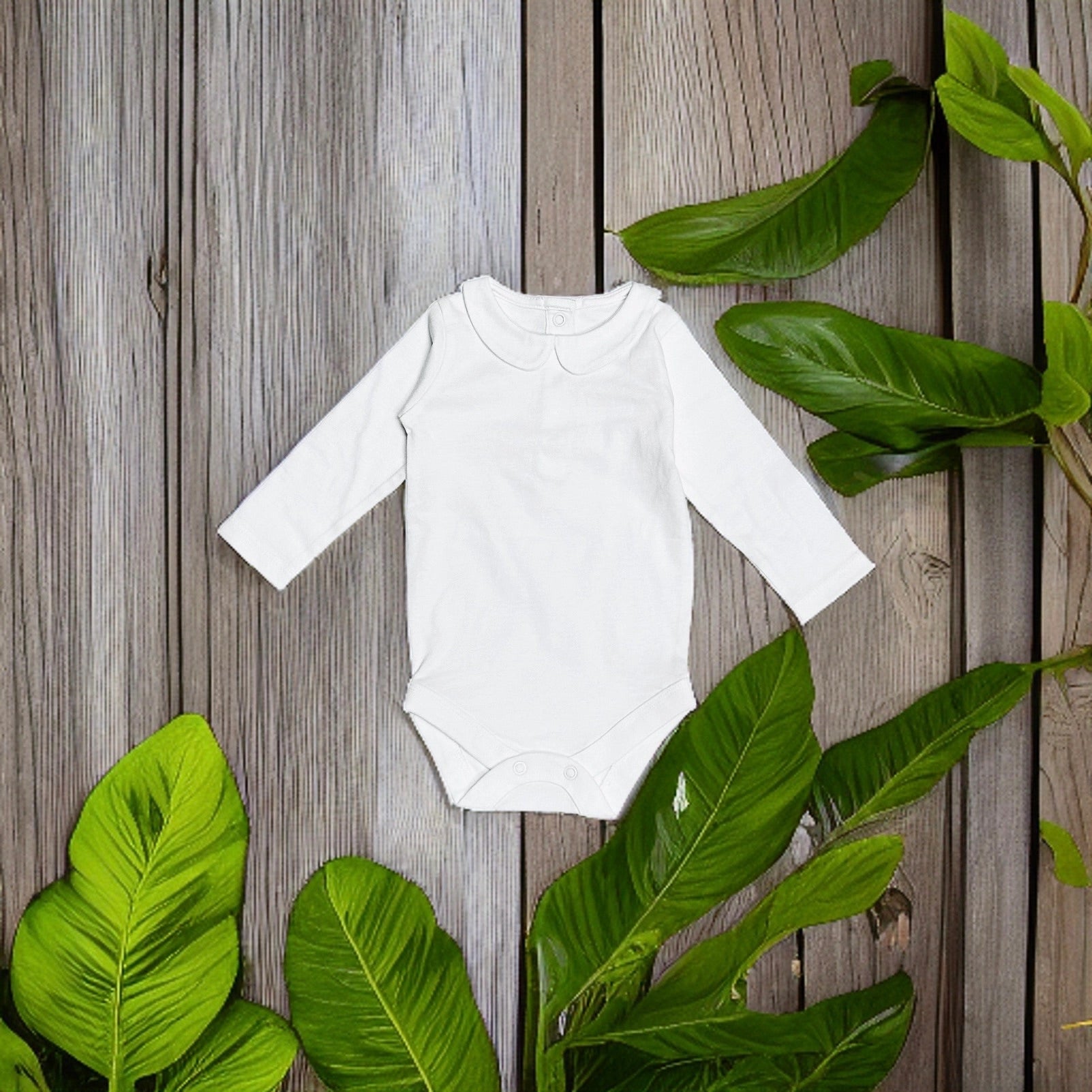 Basic Peter Pan Long Sleeve Baby Bodysuit Onesie (Organic Cotton)