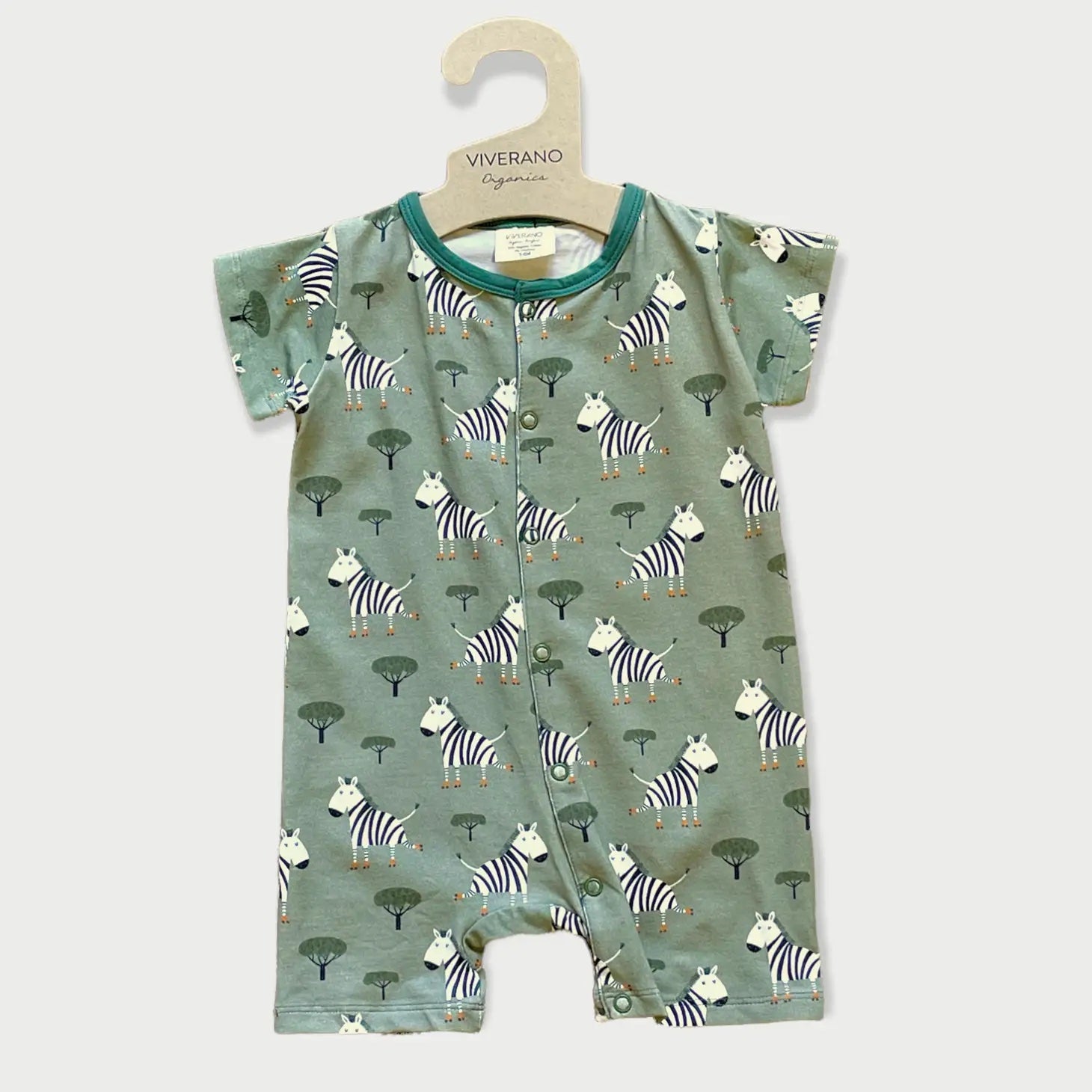 Skater Zebra Button Short Baby Romper (Organic Jersey)