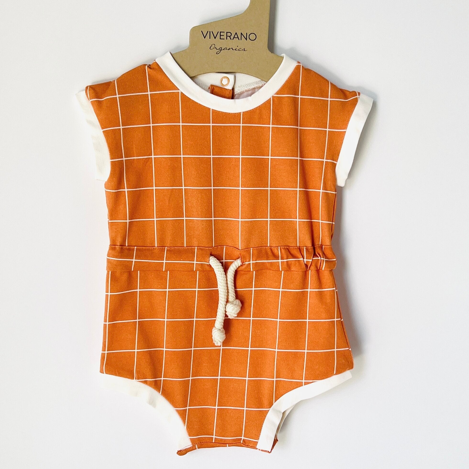 Checkered Playsuit Short Baby Romper (Organic Jersey)