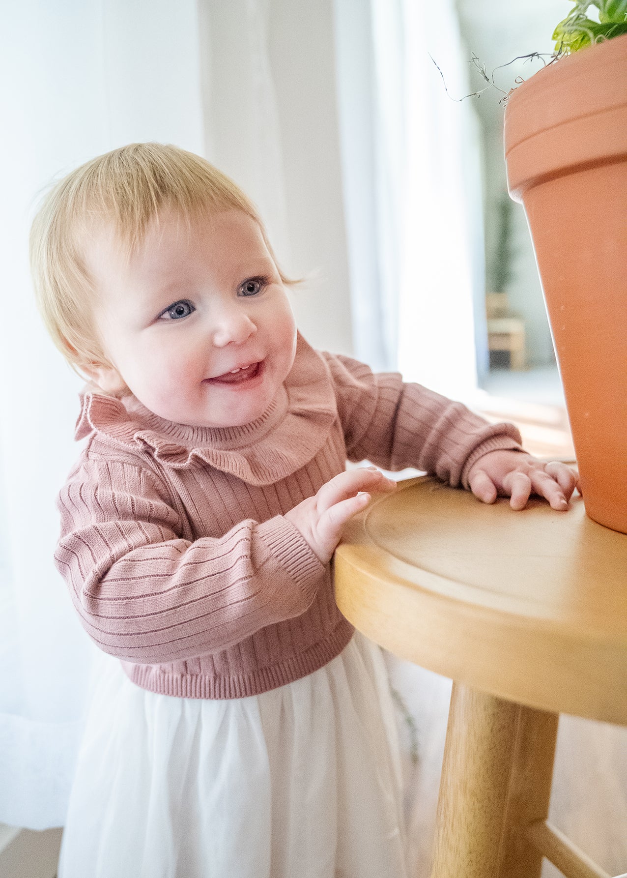 Ruffle Neck Sweater Knit Top & Tutu Baby Dress (Organic Cotton) 