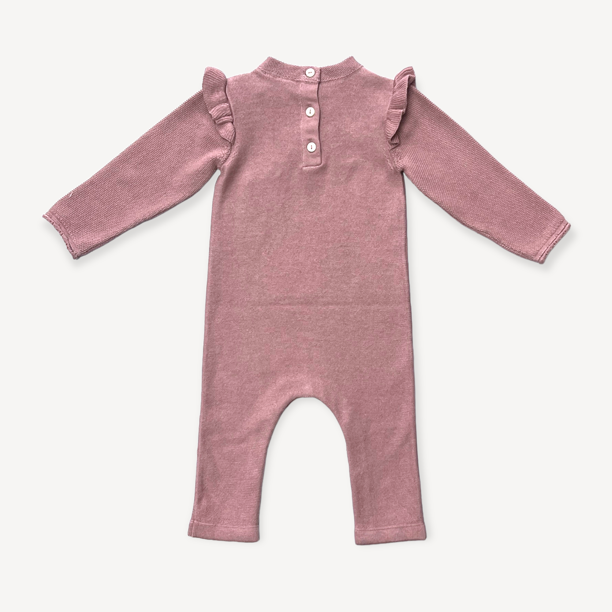 Elephant Embroidered Ruffle Baby Knit Jumpsuit (Organic)