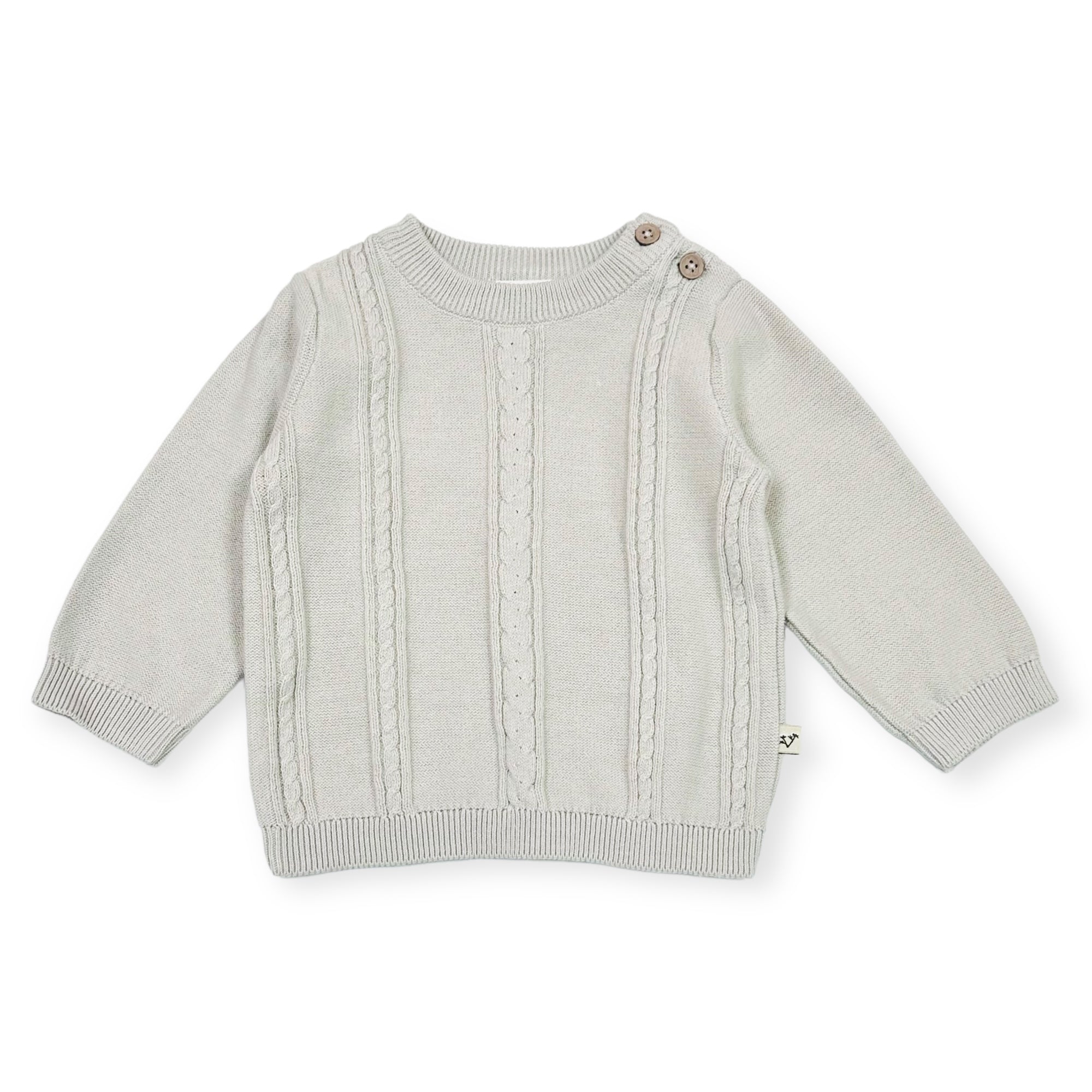 Classic Cable Knit Baby Pullover Sweater (Organic Cotton)