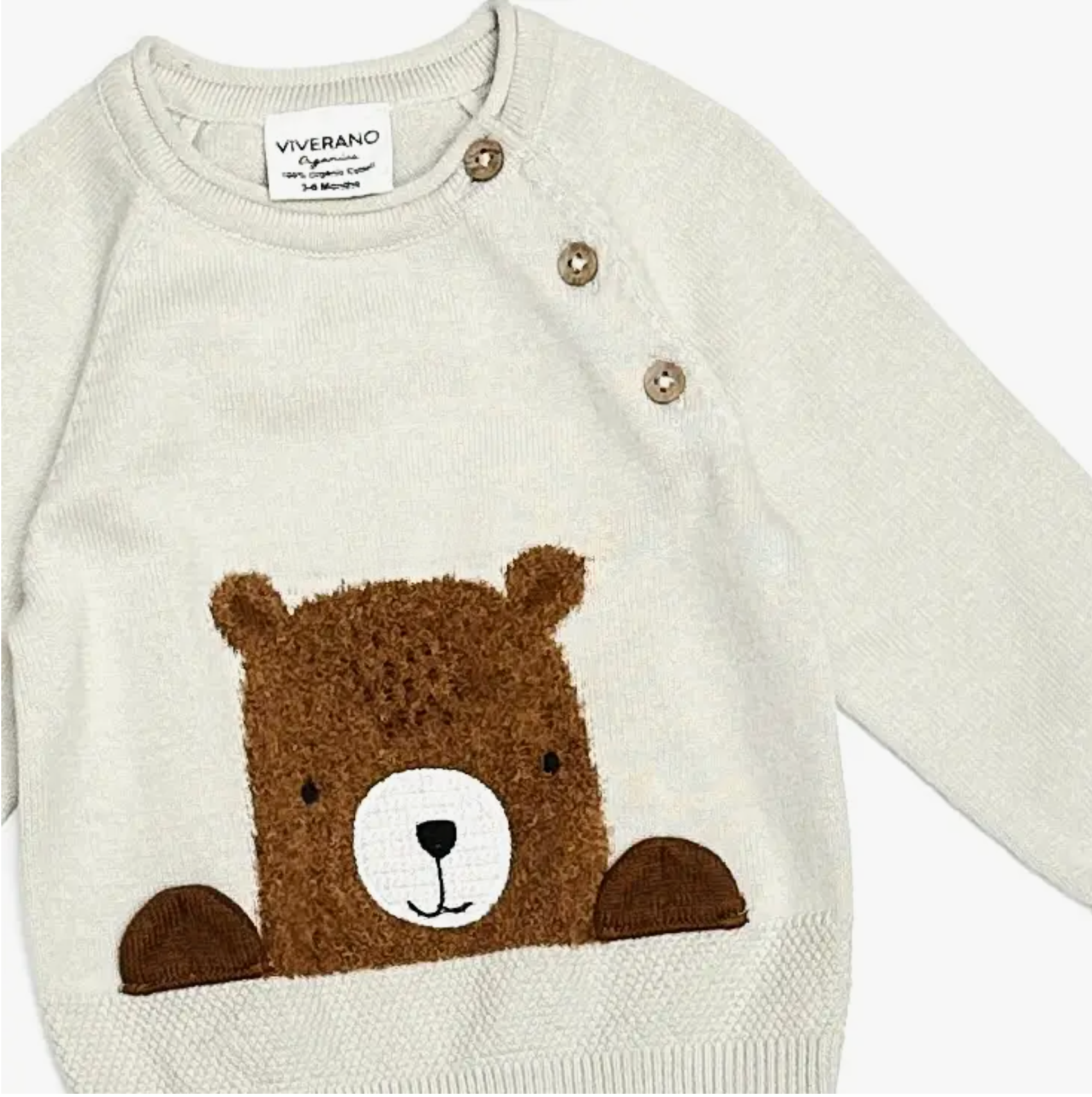 Furry Bear Knit Baby Pullover Sweater (Organic Cotton)