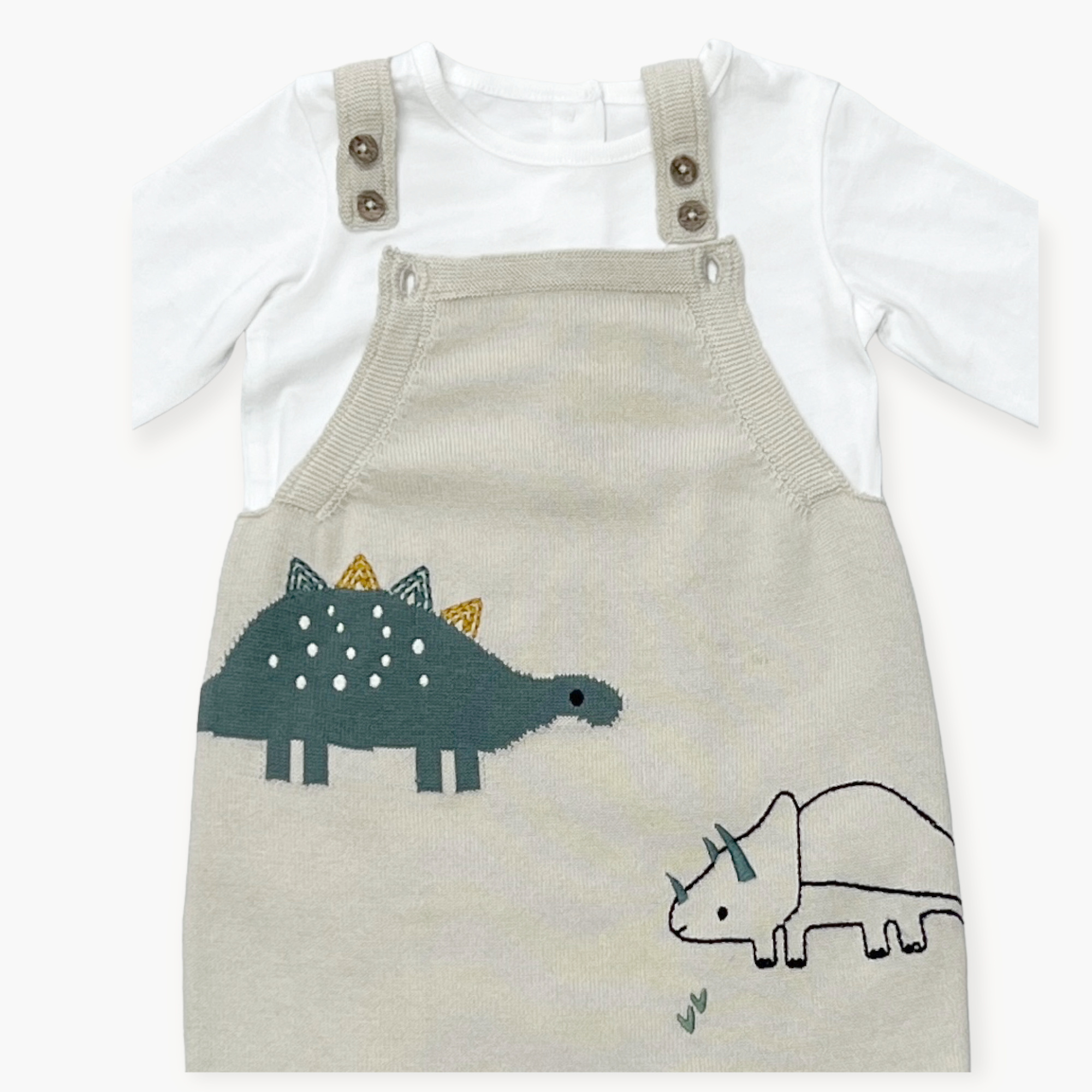 Dino Jacquard Knit Baby Overall Set (Organic)