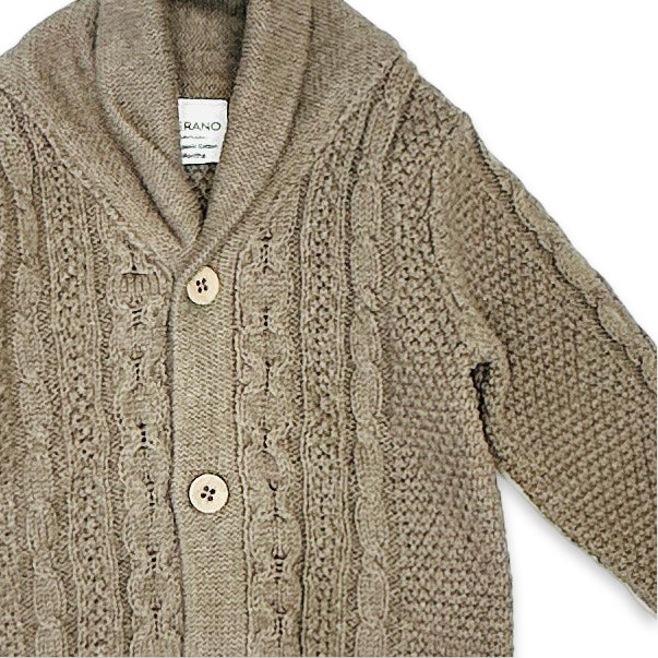 Shawl Collar Cable Knit Baby Cardigan Sweater (Organic) - 3 Colors