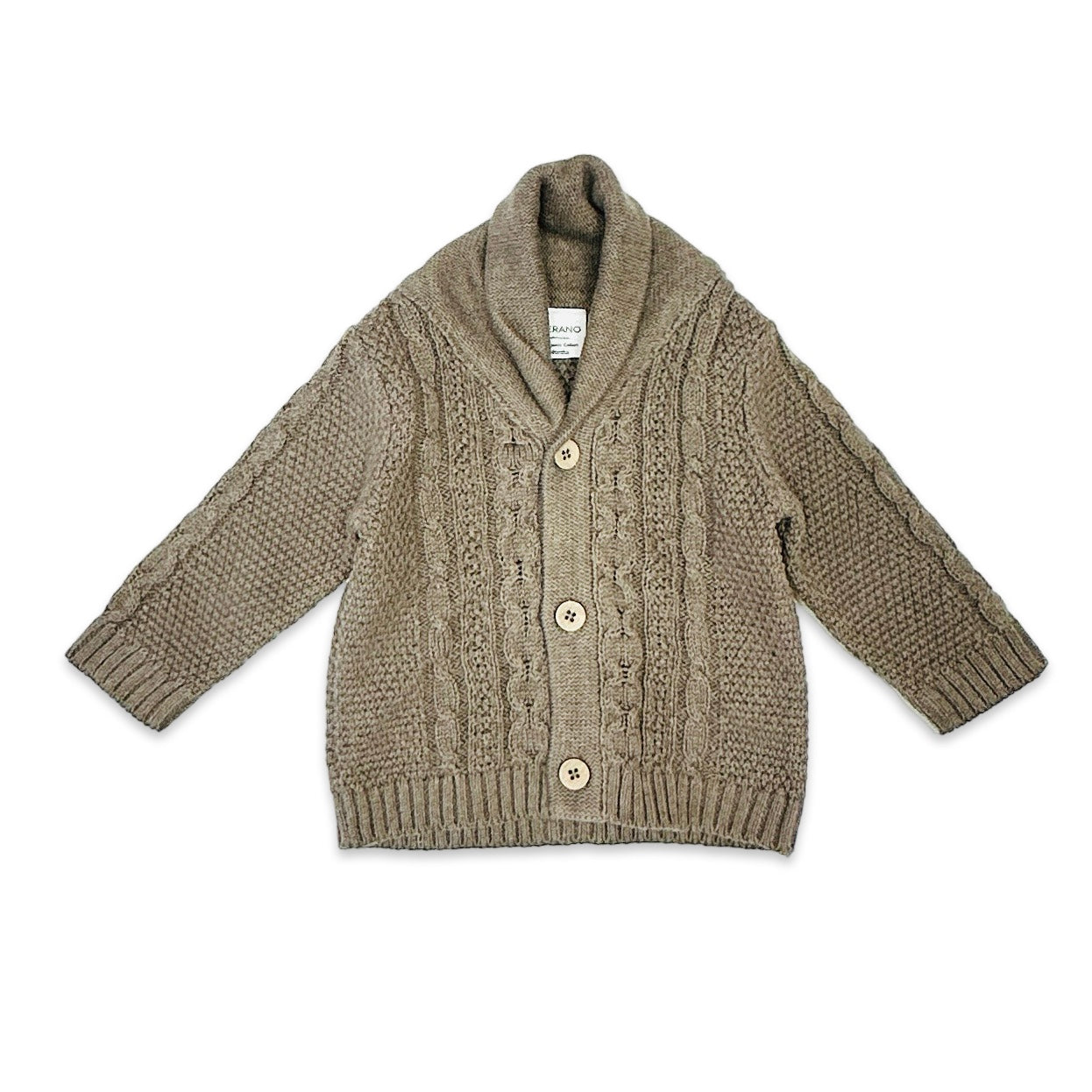 Shawl Collar Cable Knit Baby Cardigan Sweater (Organic) - 3 Colors