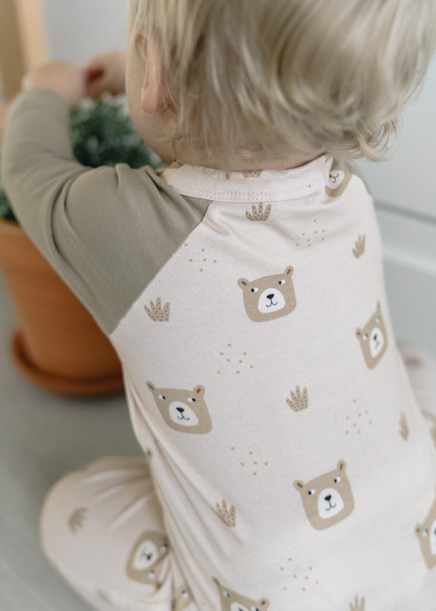 Bear Kangaroo Pocket Baby Coverall Romper (Organic Jersey) by Viverano