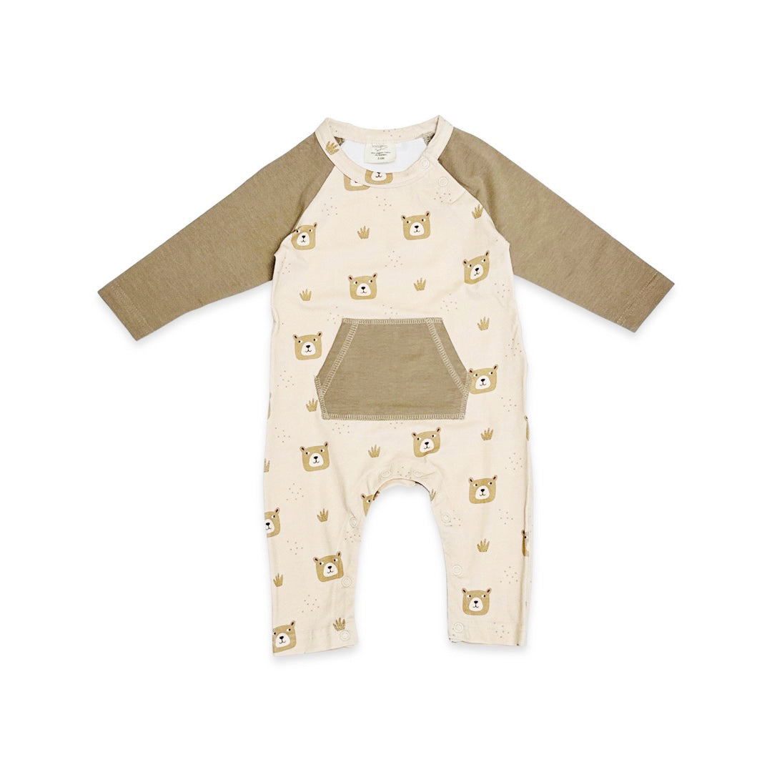 Bear Kangaroo Pocket Baby Coverall Romper (Organic Jersey) by Viverano