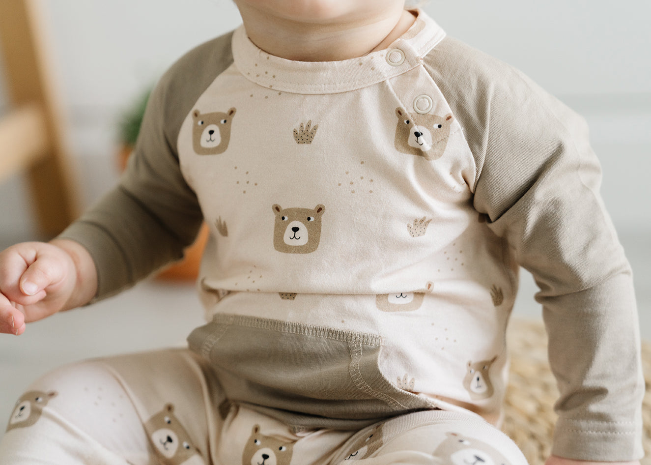 Bear Kangaroo Pocket Baby Coverall Romper (Organic Jersey) by Viverano