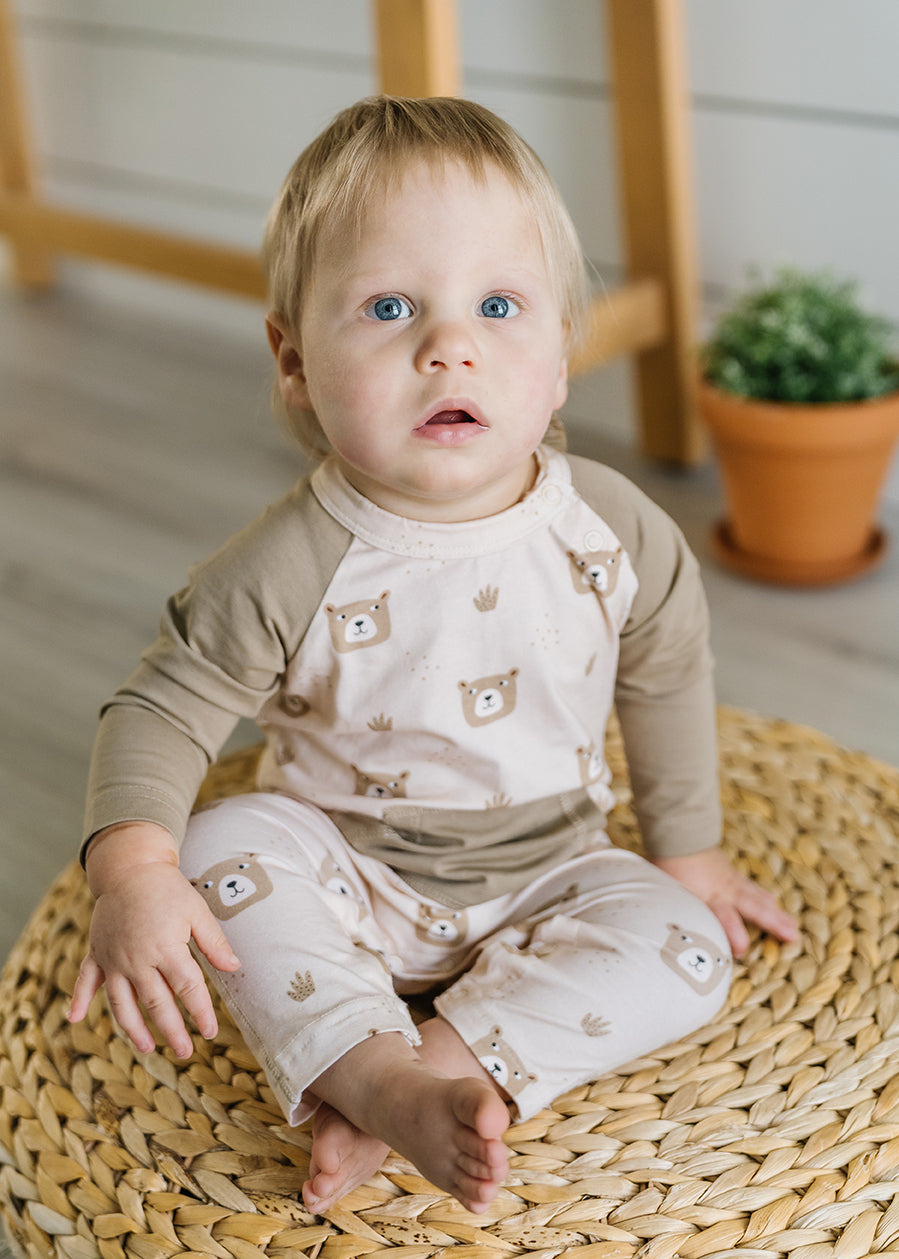 Bear Kangaroo Pocket Baby Coverall Romper (Organic Jersey) by Viverano