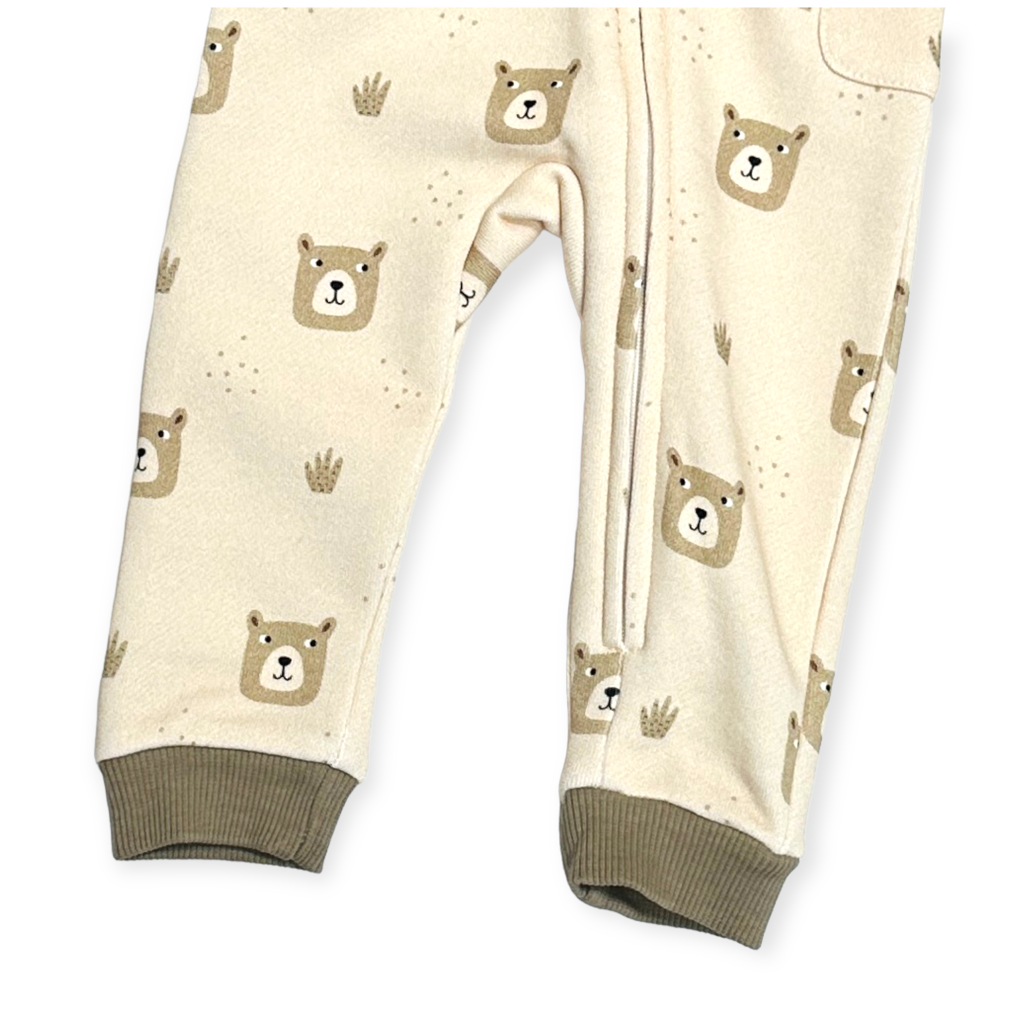 Bear Hooded Zipper Fleece Baby Jumpsuit (Organic Cotton) by Viverano