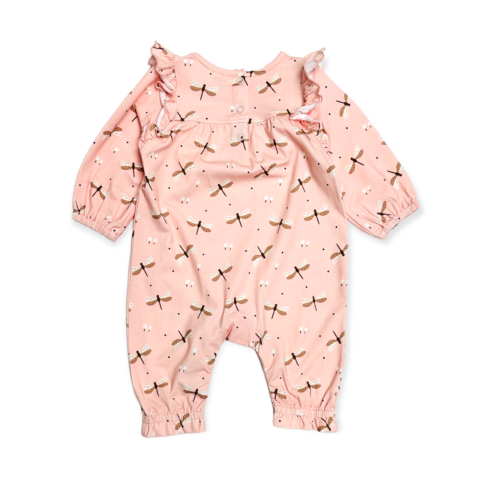 Dragonfly Ruffle Baby Jumpsuit (Organic Jersey) by Viverano Organics