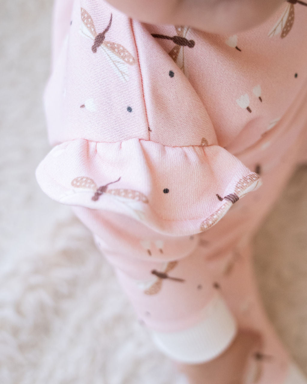 Dragonfly Ruffle Fleece Sweatshirt & Jogger SET (Organic Cotton) by Viverano