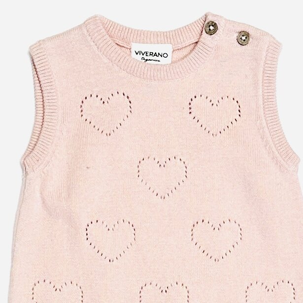 Hearts Pointelle Jacquard Knit Baby Romper (Organic Cotton)