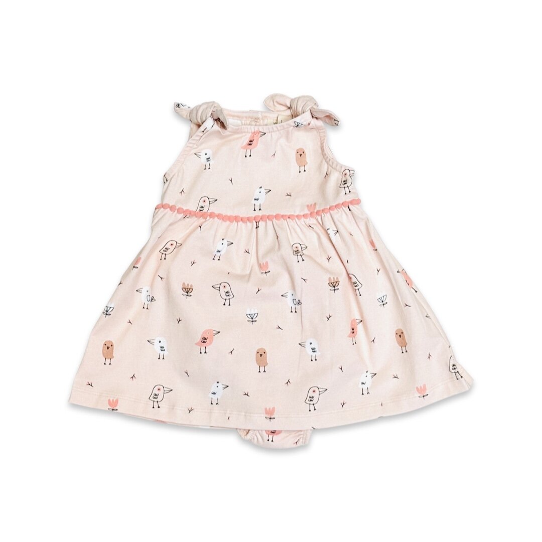 Birds Shoulder Tie Dress+Bloomer (Organic Jersey)