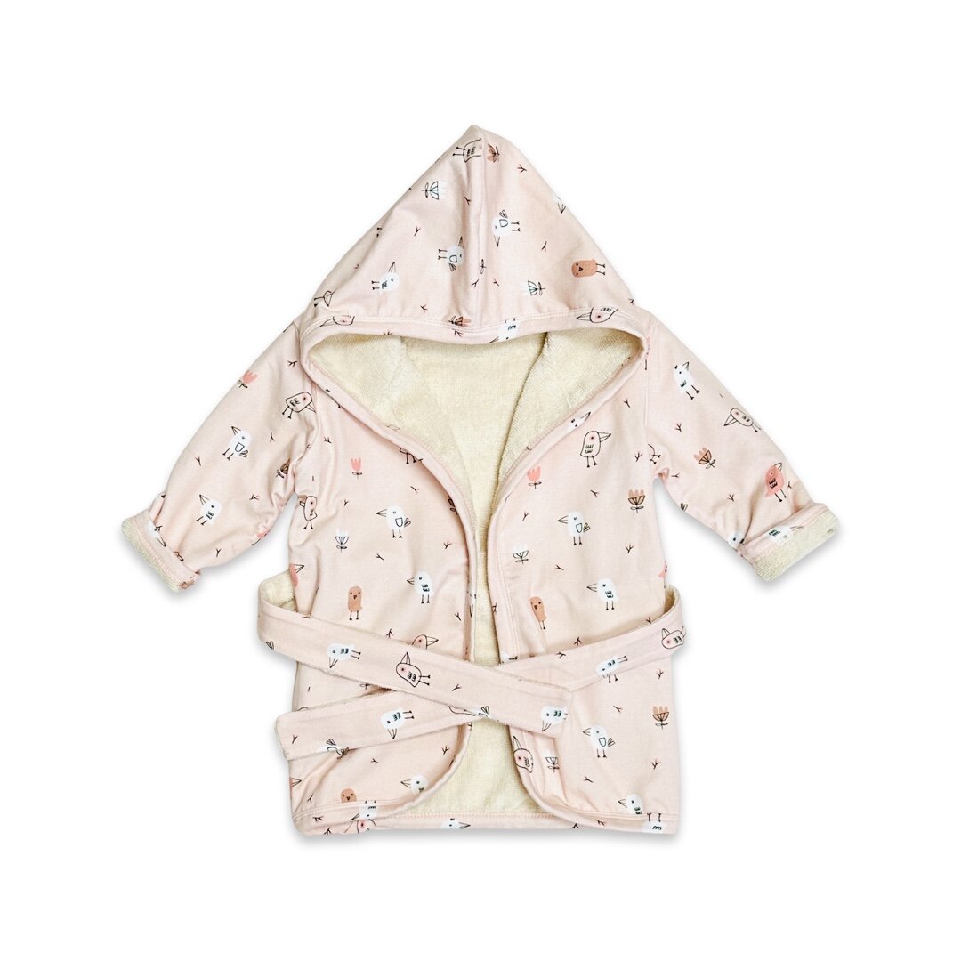 Birds Hooded Baby Bathrobe (Organic Cotton)