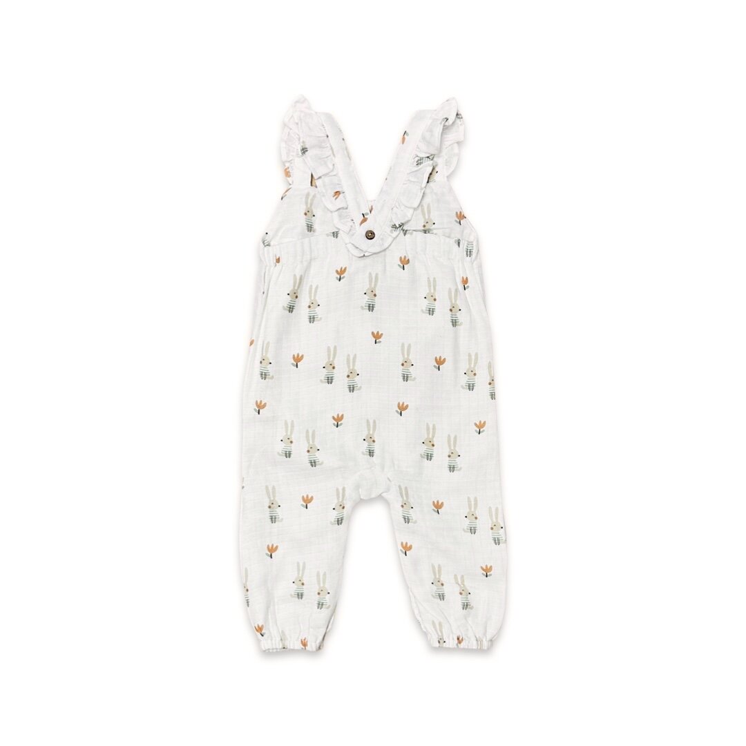 Bunny Ruffle & Button Sleeveless Jumpsuit (Organic Muslin)