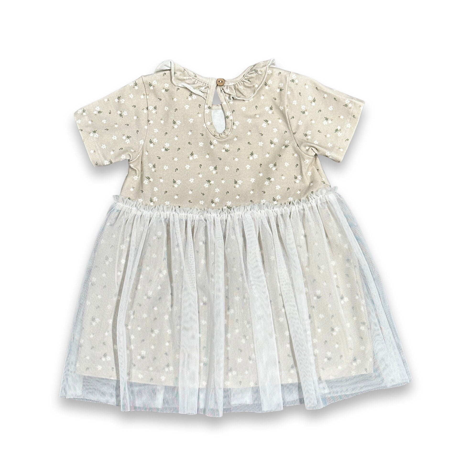 Ditsy Floral Ruffle Collar Tutu Baby Dress+Bloomer (Organic Jersey)