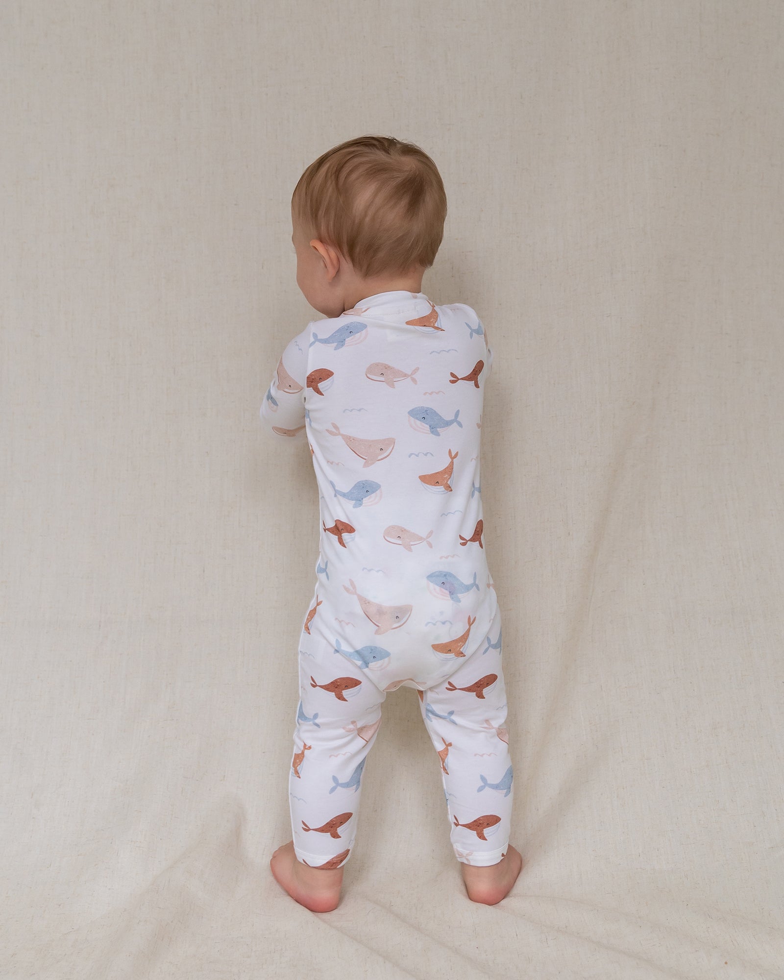 Whales Zipper Baby Jumpsuit (Organic Jersey)