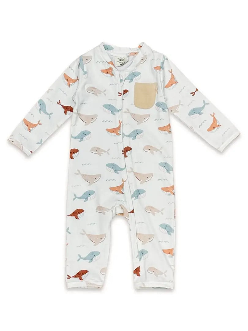 Whales Zipper Baby Jumpsuit (Organic Jersey)