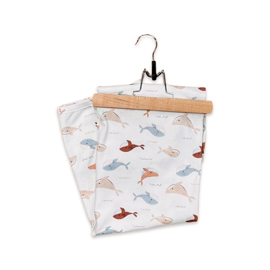 Whales Reversible Baby Blanket (Organic Jersey)