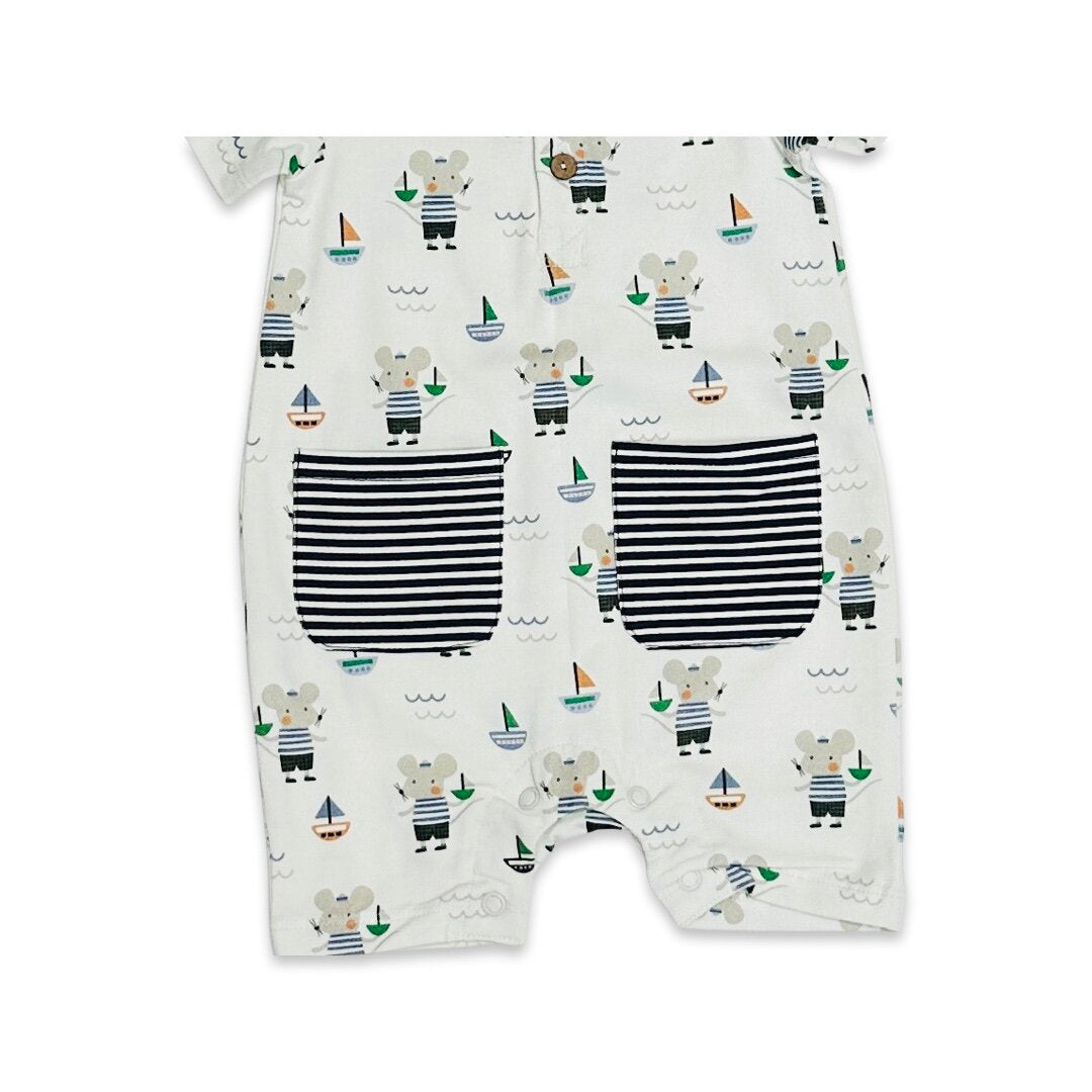 Mouse Sailor 2 Pocket Baby Short Romper (Organic Jersey)