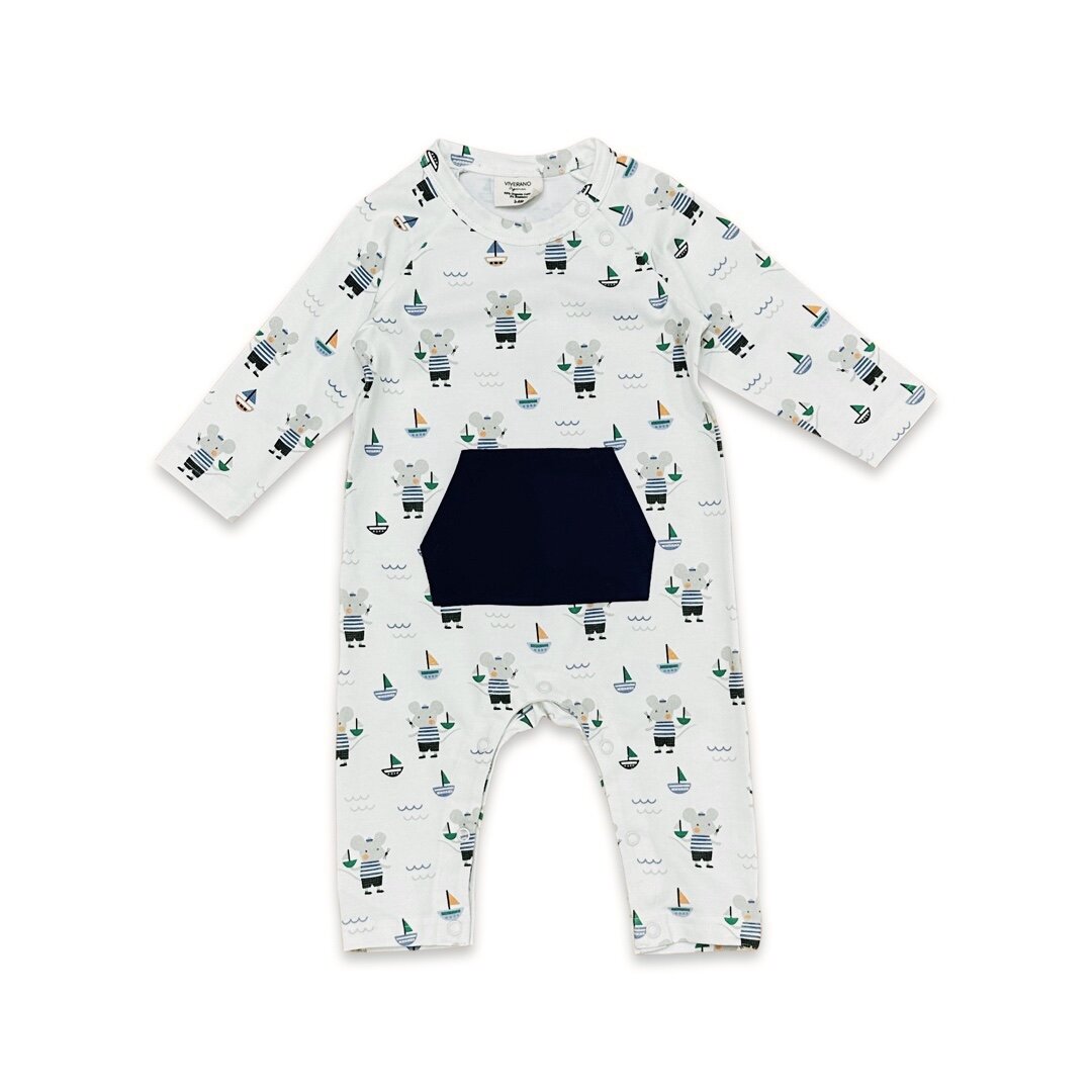 Mouse Sailor Kangaroo Pocket Baby Jumpsuit (Organic Jersey)