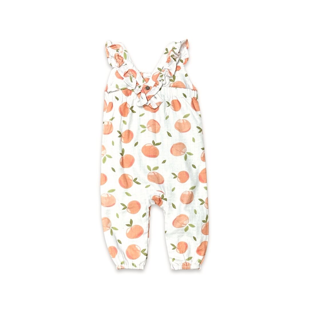 Peaches Ruffle & Button Sleeveless Jumpsuit (Organic Muslin)