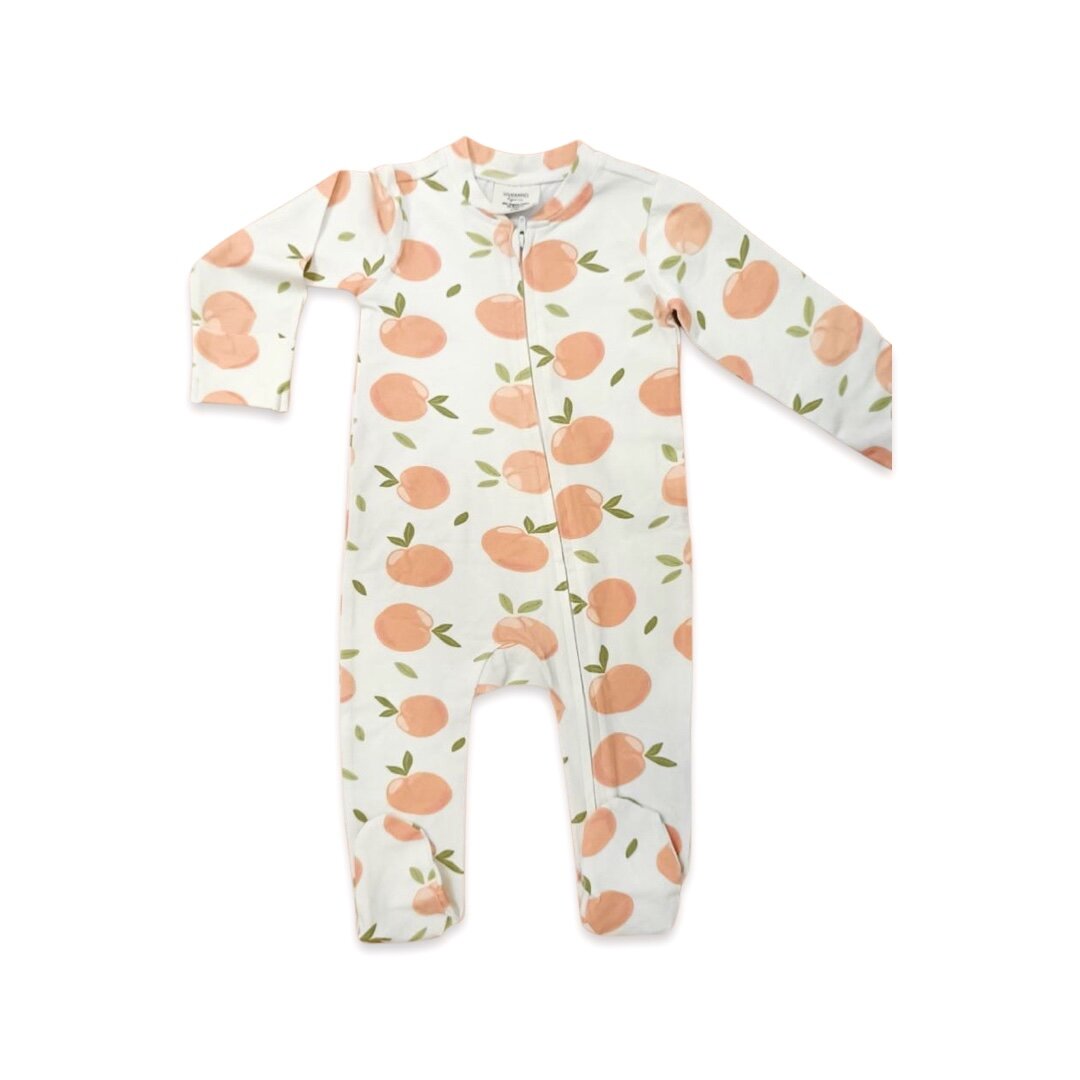 Peaches Zipper Footie Baby Jumpsuit (Organic Jersey)