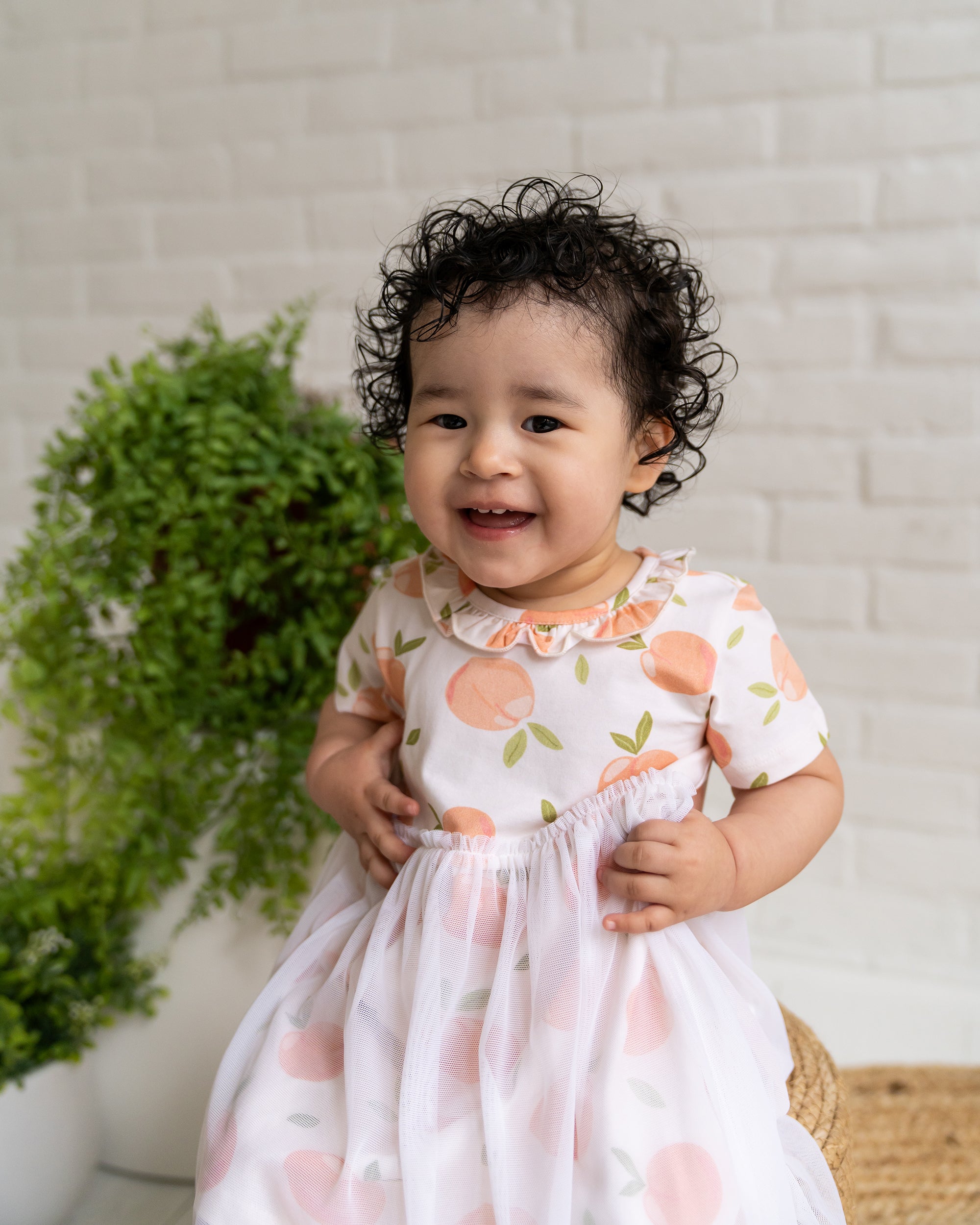 Peaches Ruffle Collar Tutu Baby Dress+Bloomer (Organic Jersey)