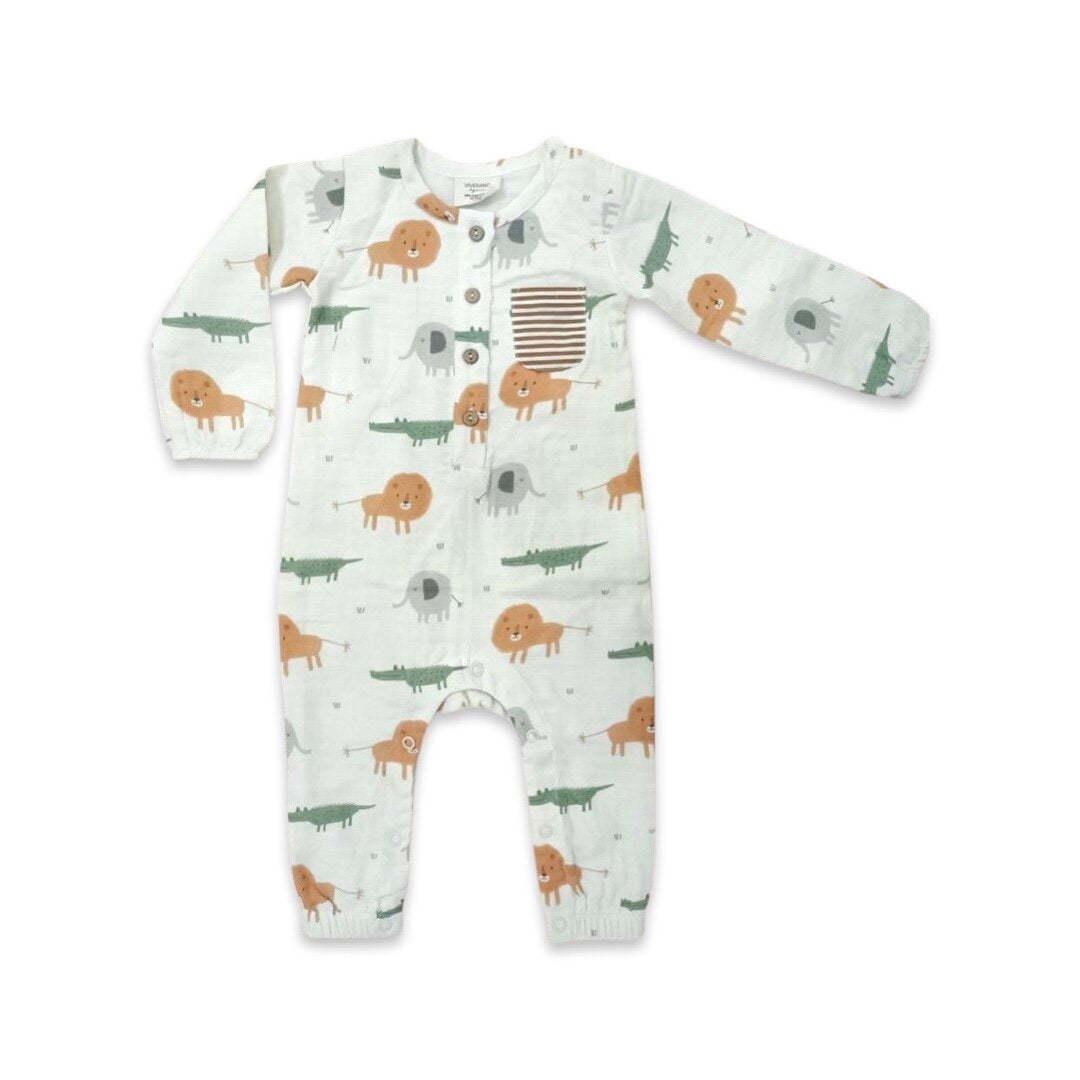 Savannah Pocket & Button Baby Jumpsuit (Organic Muslin)