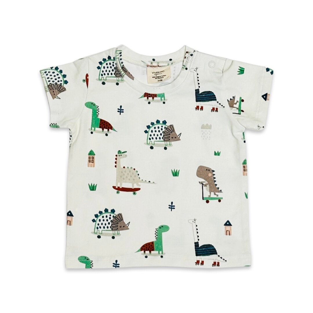 Skater Dino Baby Pocket Tee + Shorts Set (Organic Jersey)