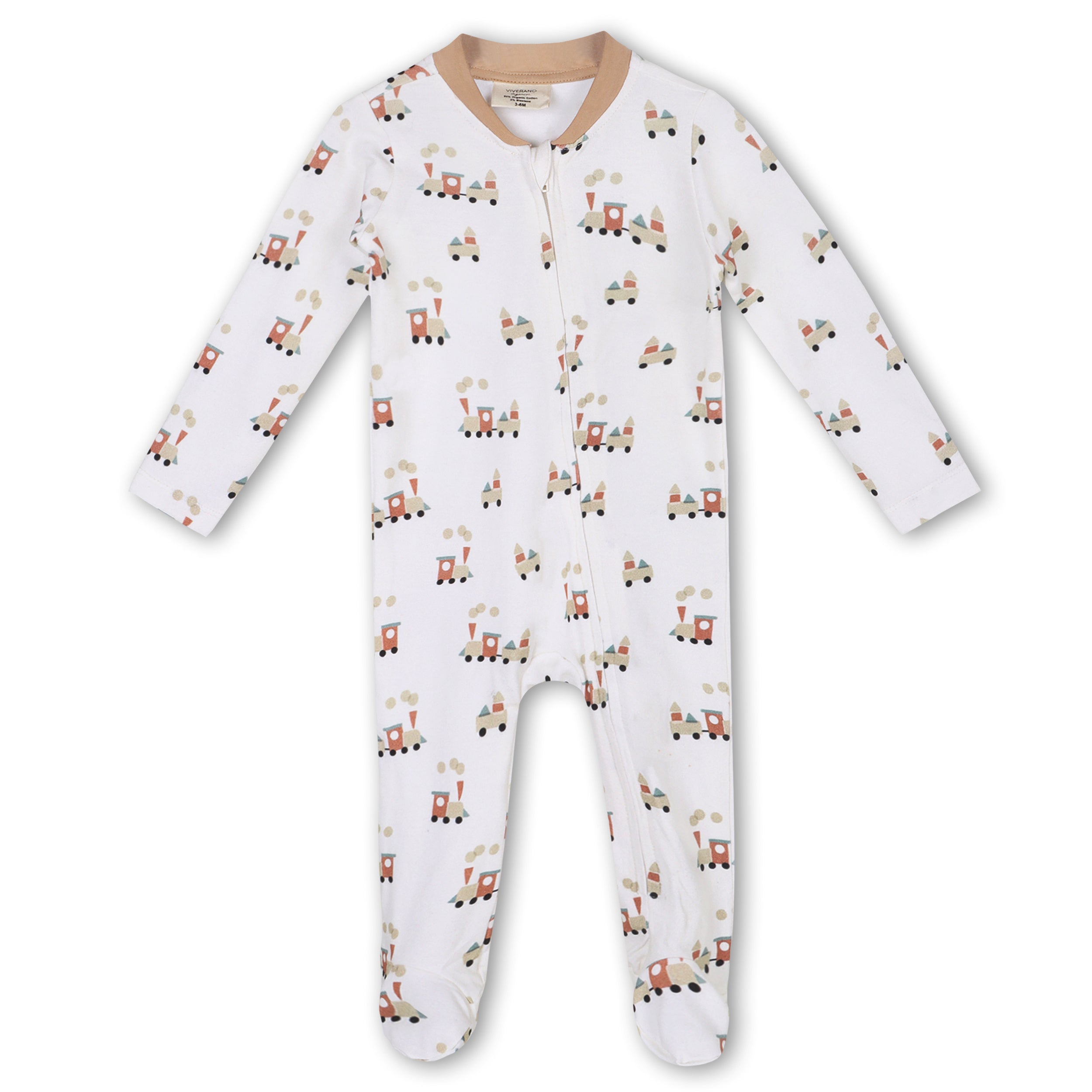 Train Zipper Baby Footie Jumpsuit (Organic Jersey)