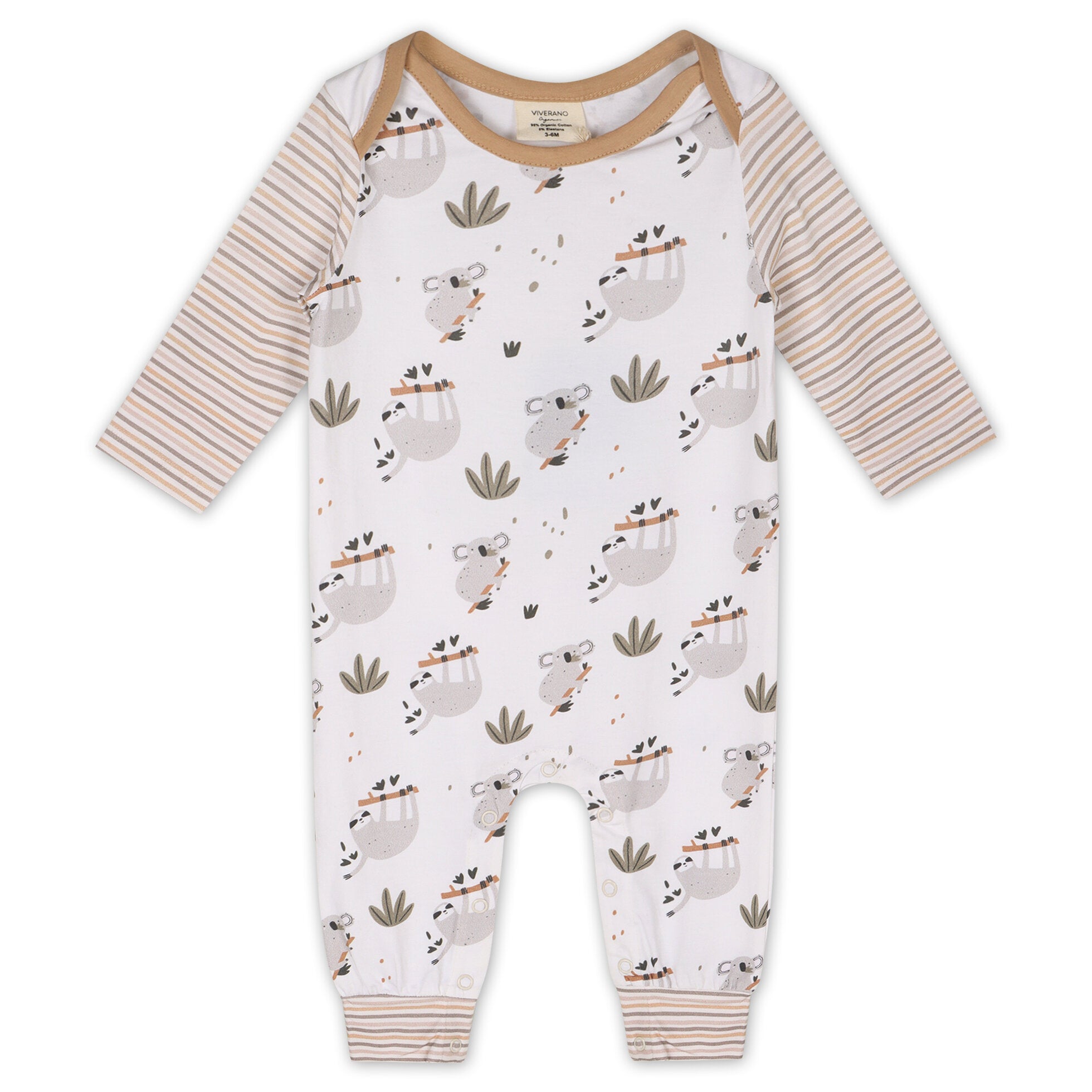 Sloth Koala Raglan Baby Jumpsuit (Organic Cotton)