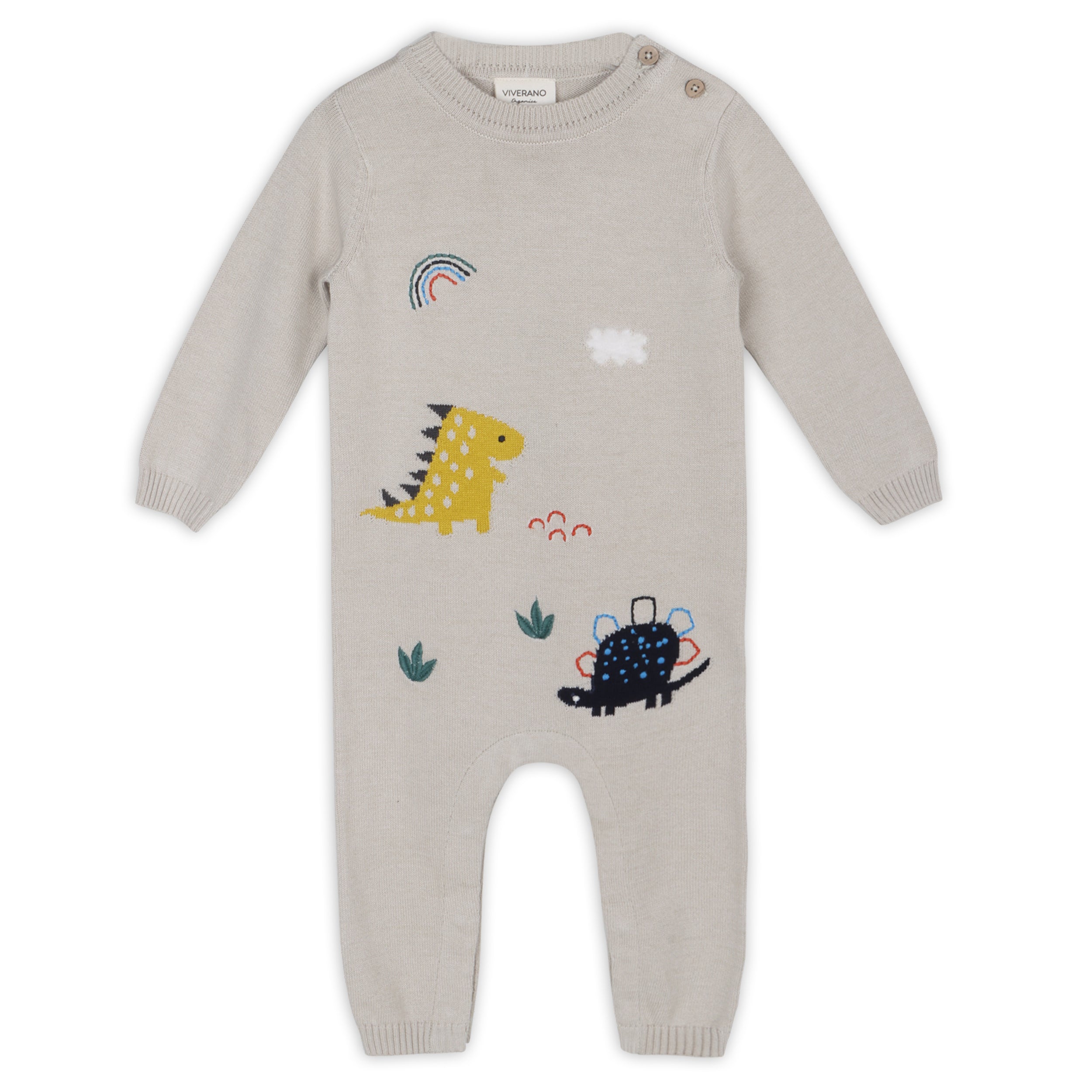 Dinosaur Jacquard Sweater Knit Baby Jumpsuit (Organic Cotton)