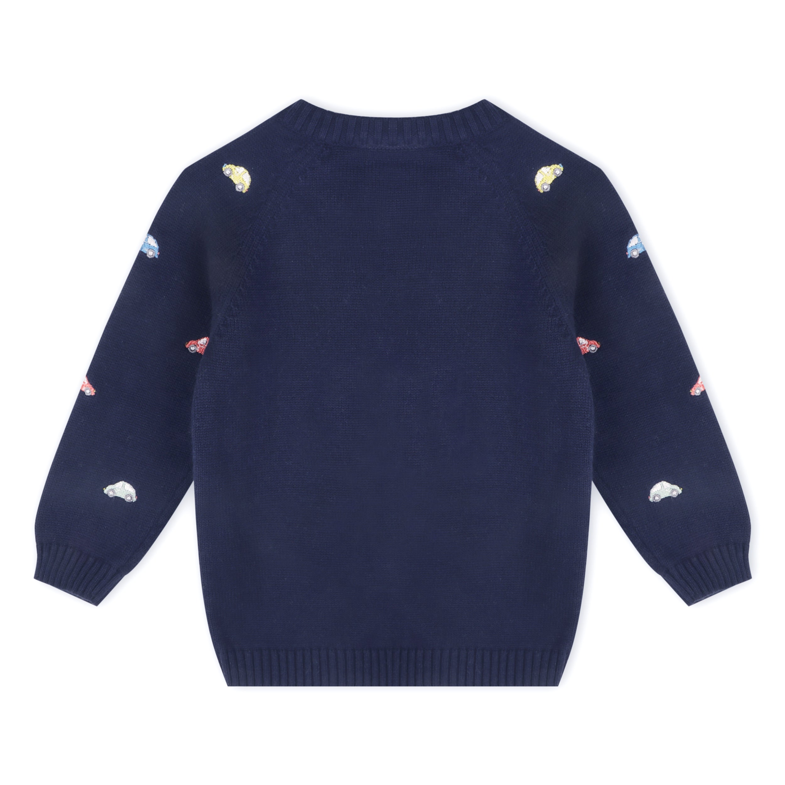 Mini Cars Embroidered Raglan Baby Pullover Sweater (Organic Cotton)