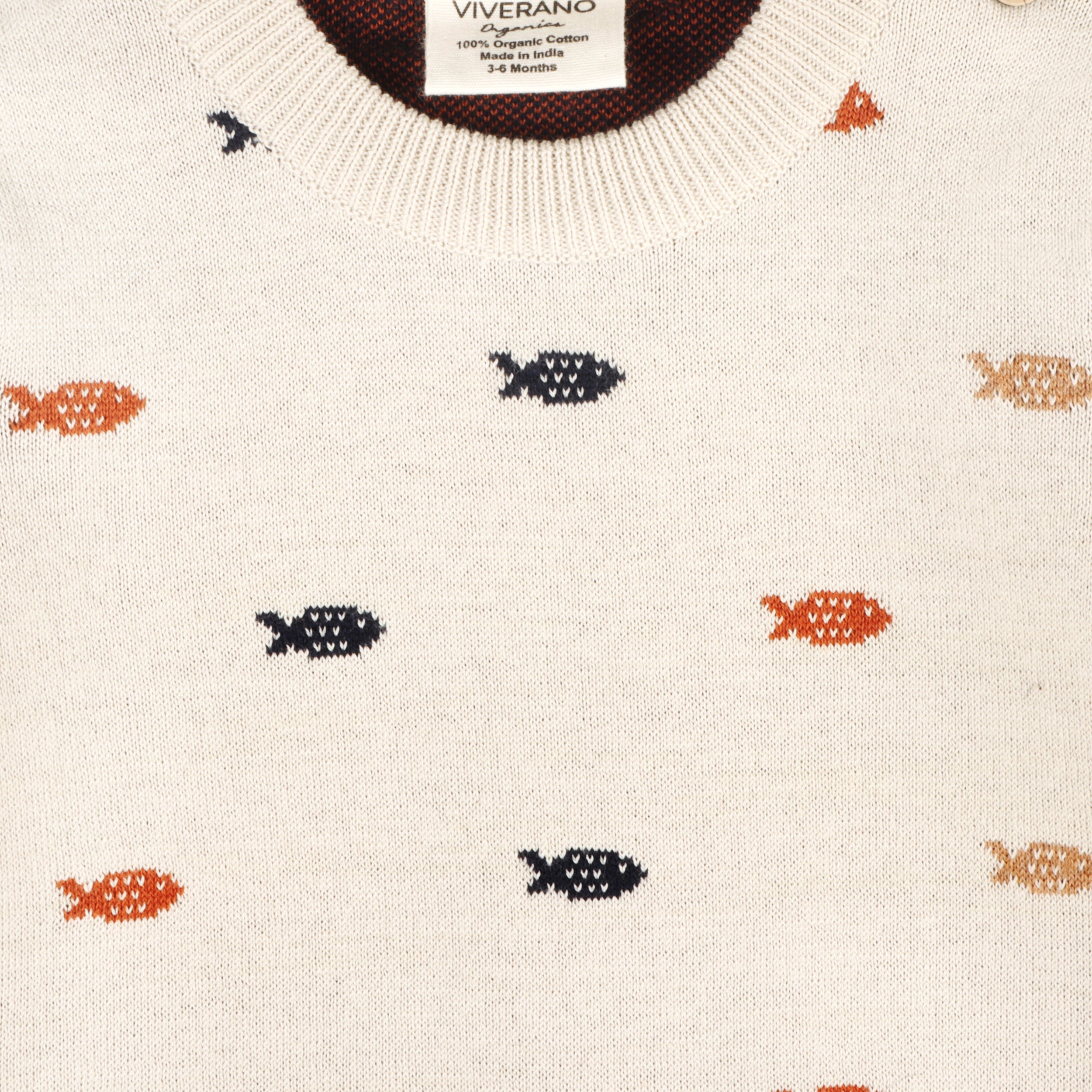 Fishes Jacquard Knit Baby Pullover Sweater (Organic Cotton)