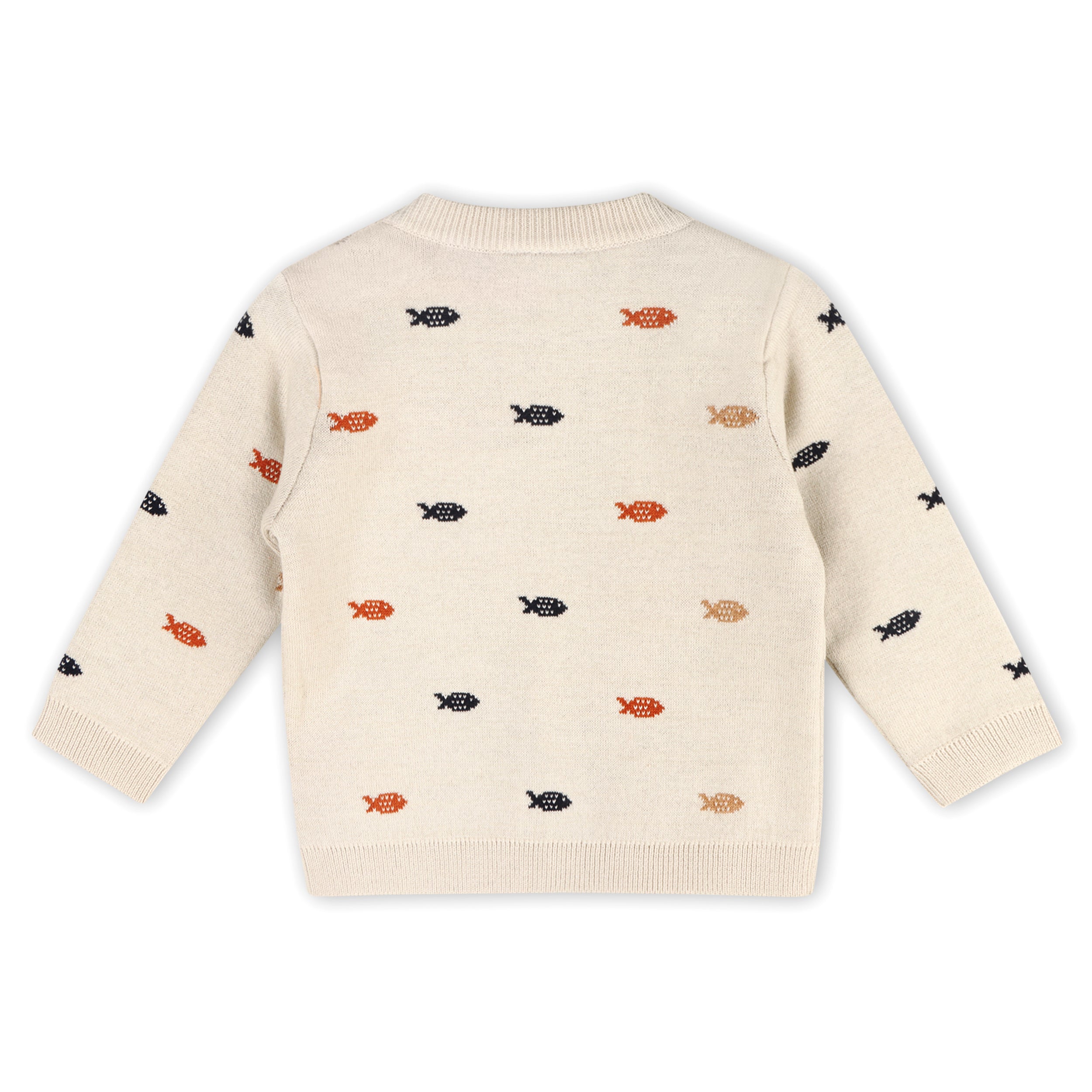 Fishes Jacquard Knit Baby Pullover Sweater (Organic Cotton)