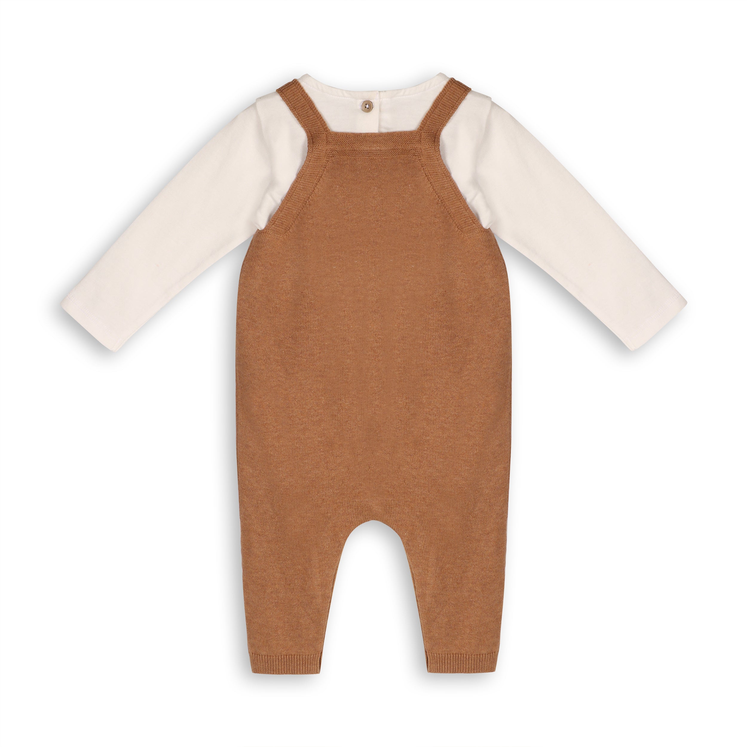 Bear Embroidered Sweater Knit Baby Overall & Bodysuit Set (Organic Cotton)