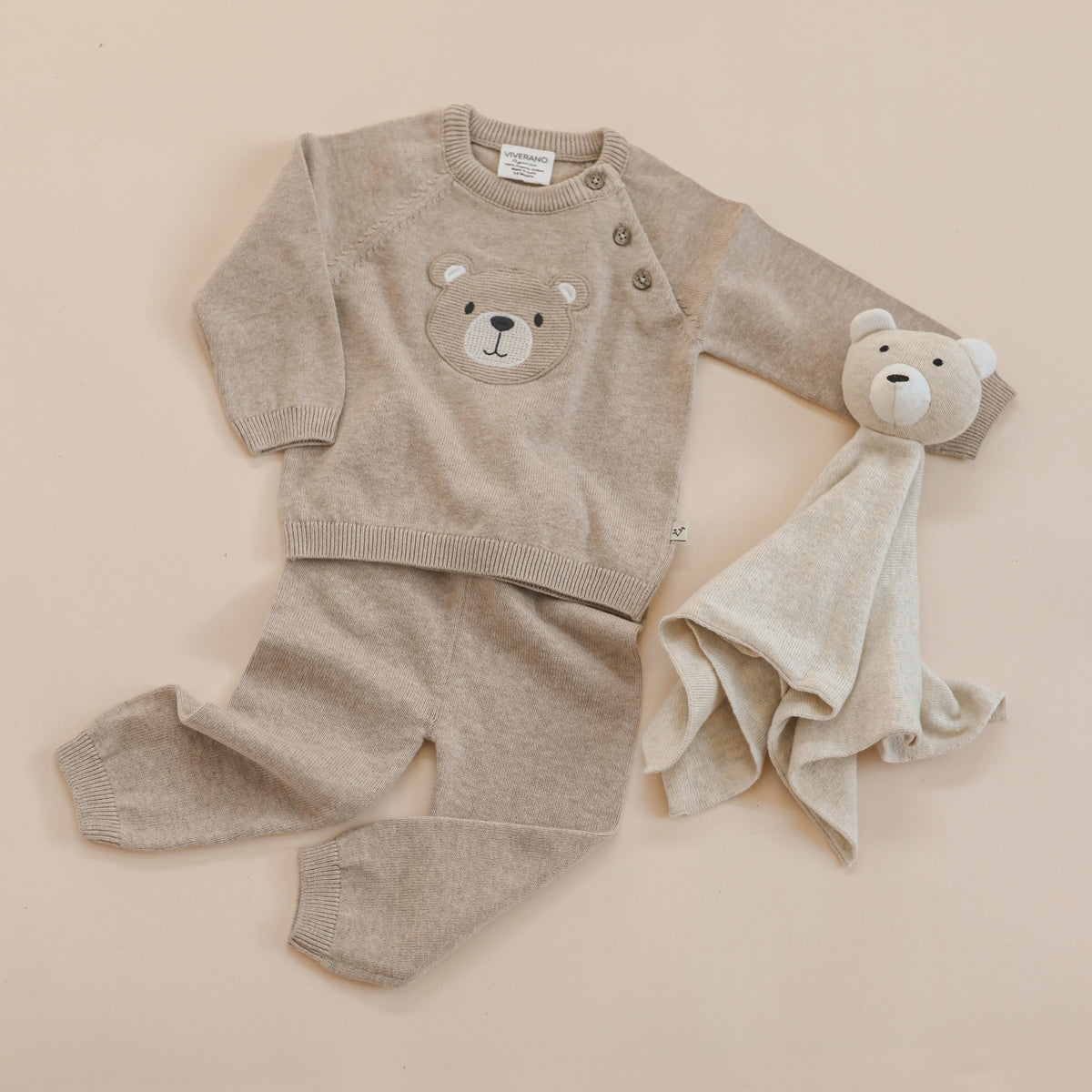 Teddy Bear Applique Raglan Baby Pullover Sweater (Organic Cotton)