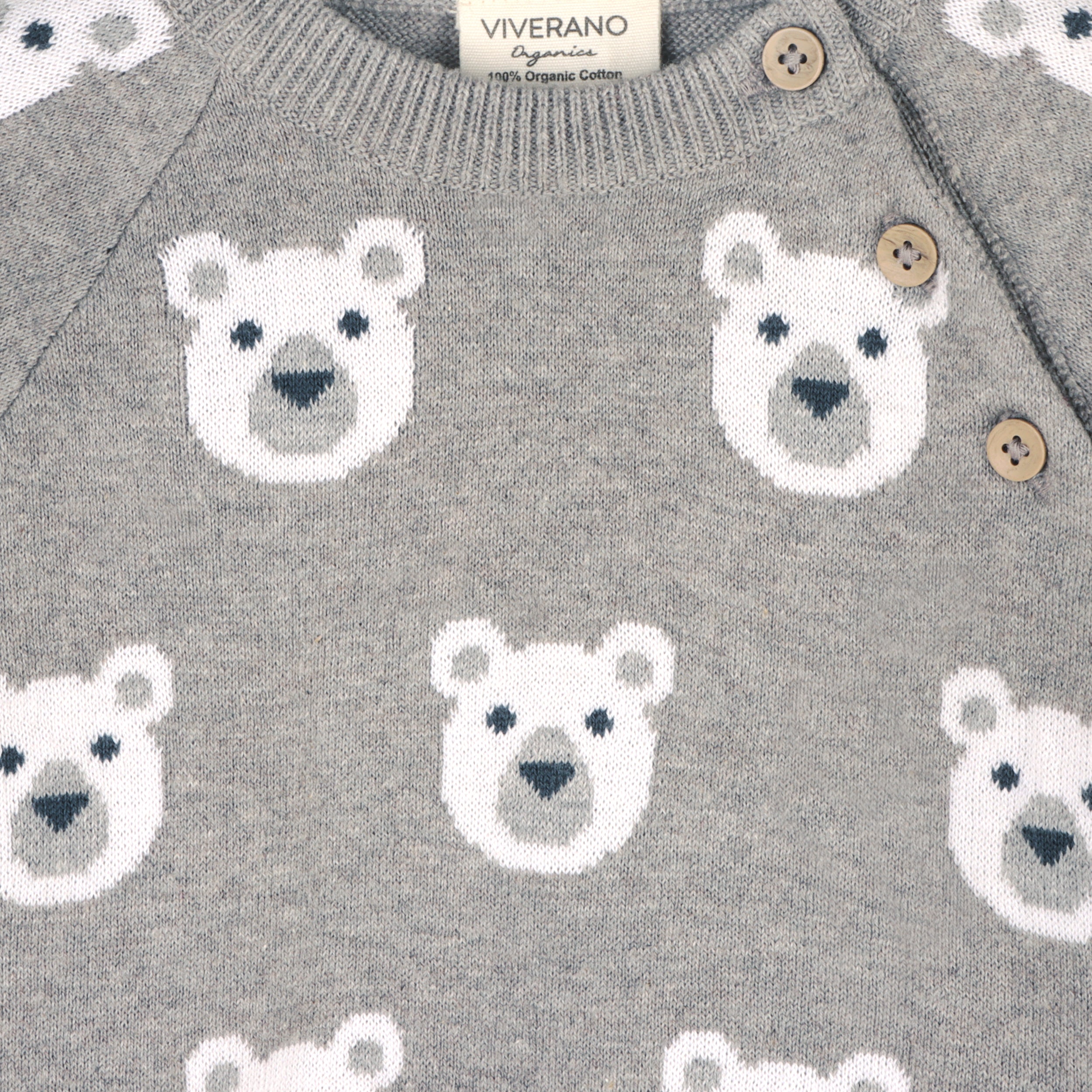 Bear Jacquard Knit Baby Raglan Pullover Sweater (Organic Cotton)