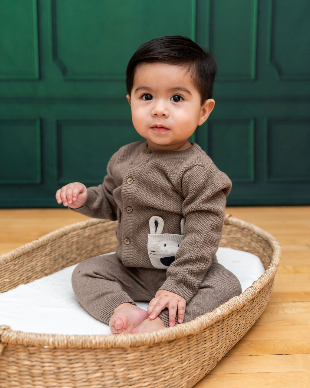 Animal Pocket Button Cardigan Baby Sweater (Organic Cotton)