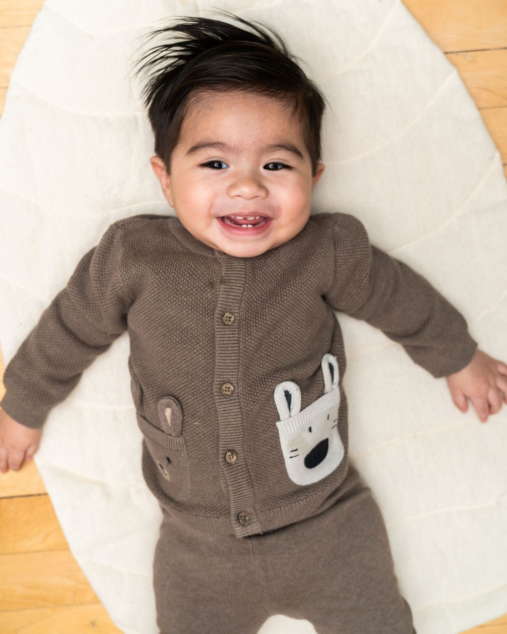 Animal Pocket Button Cardigan Baby Sweater (Organic Cotton)