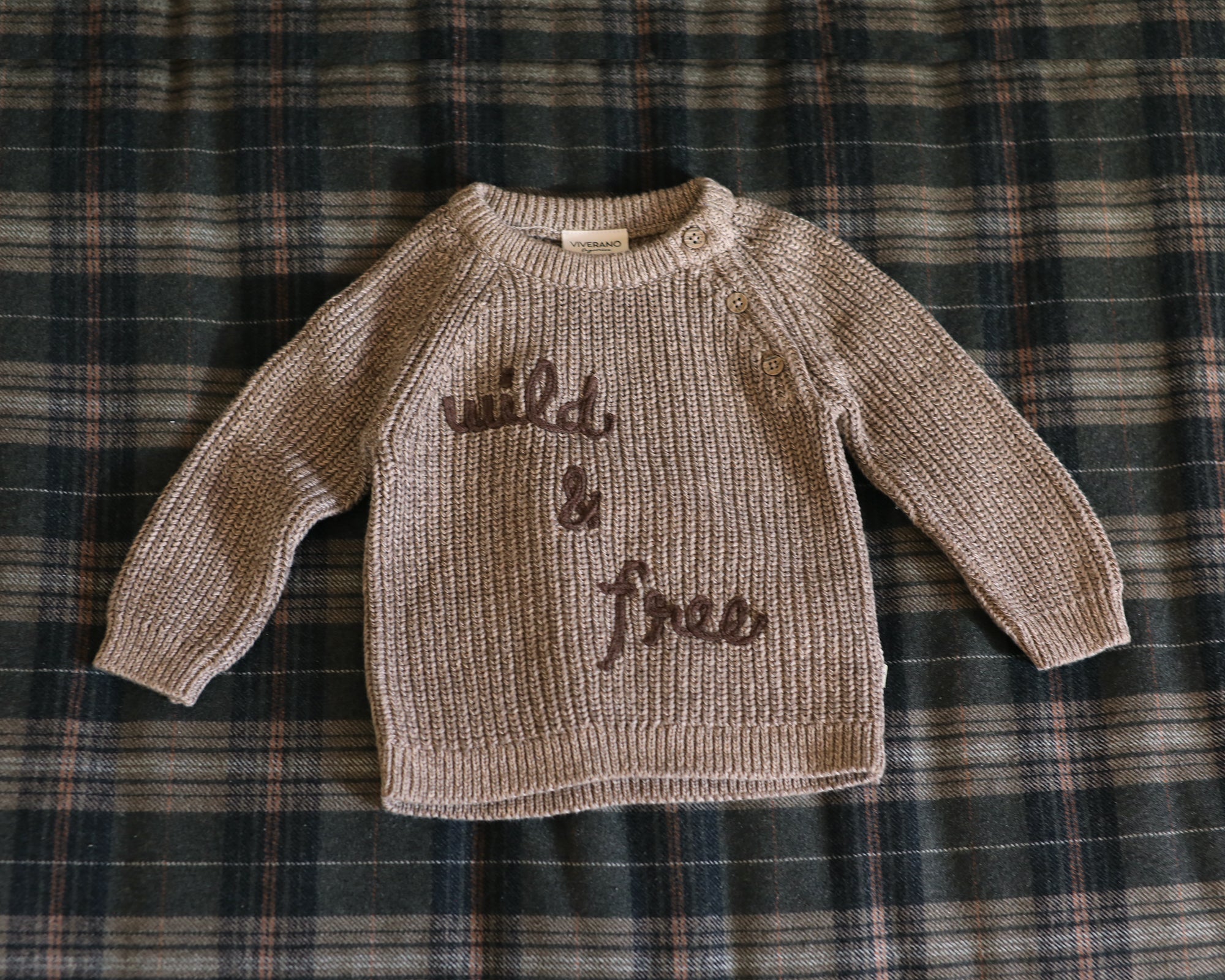 Wild & Free Embroidered Chunky Knit Baby Pullover Sweater (Organic Cotton)