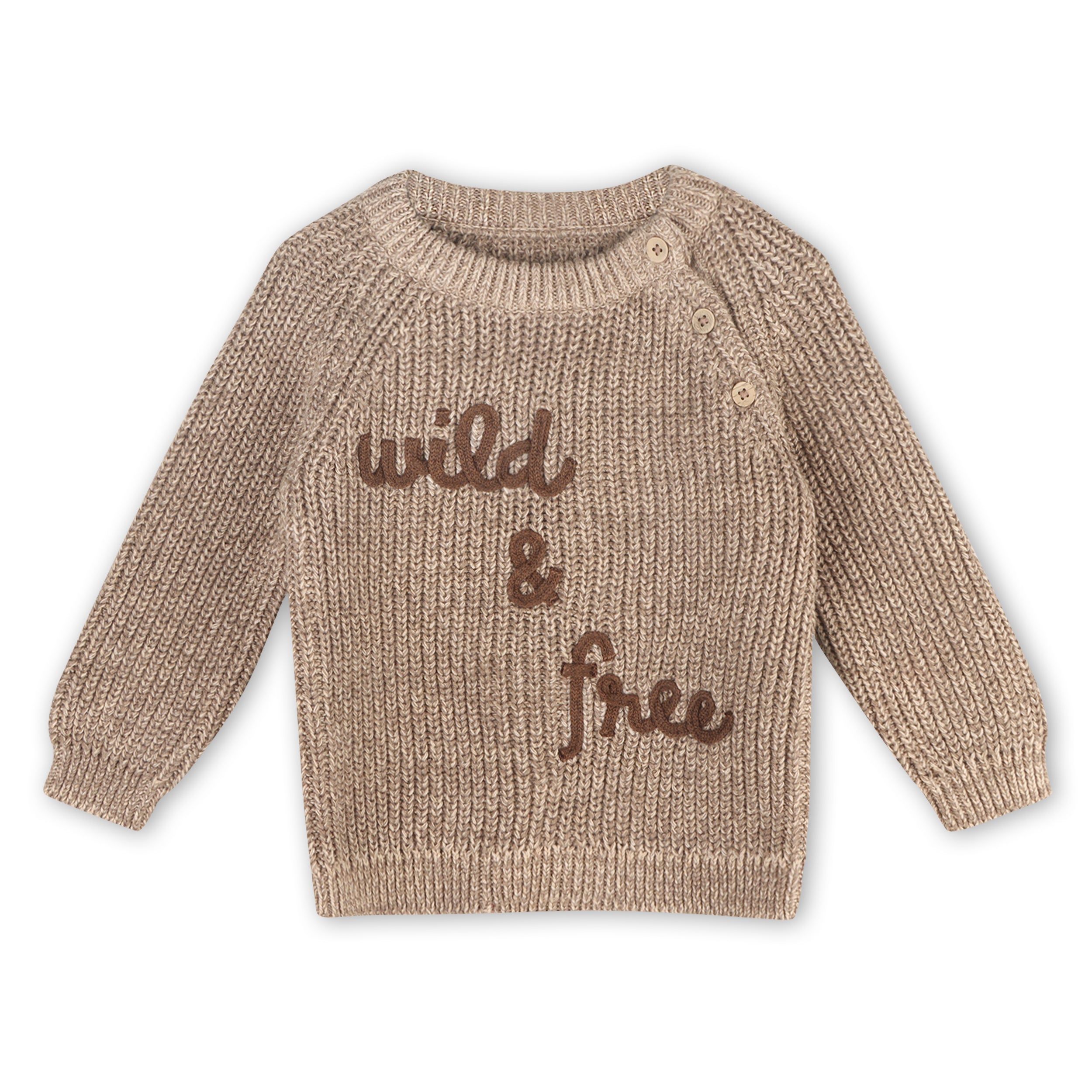 Wild & Free Embroidered Chunky Knit Baby Pullover Sweater (Organic Cotton)